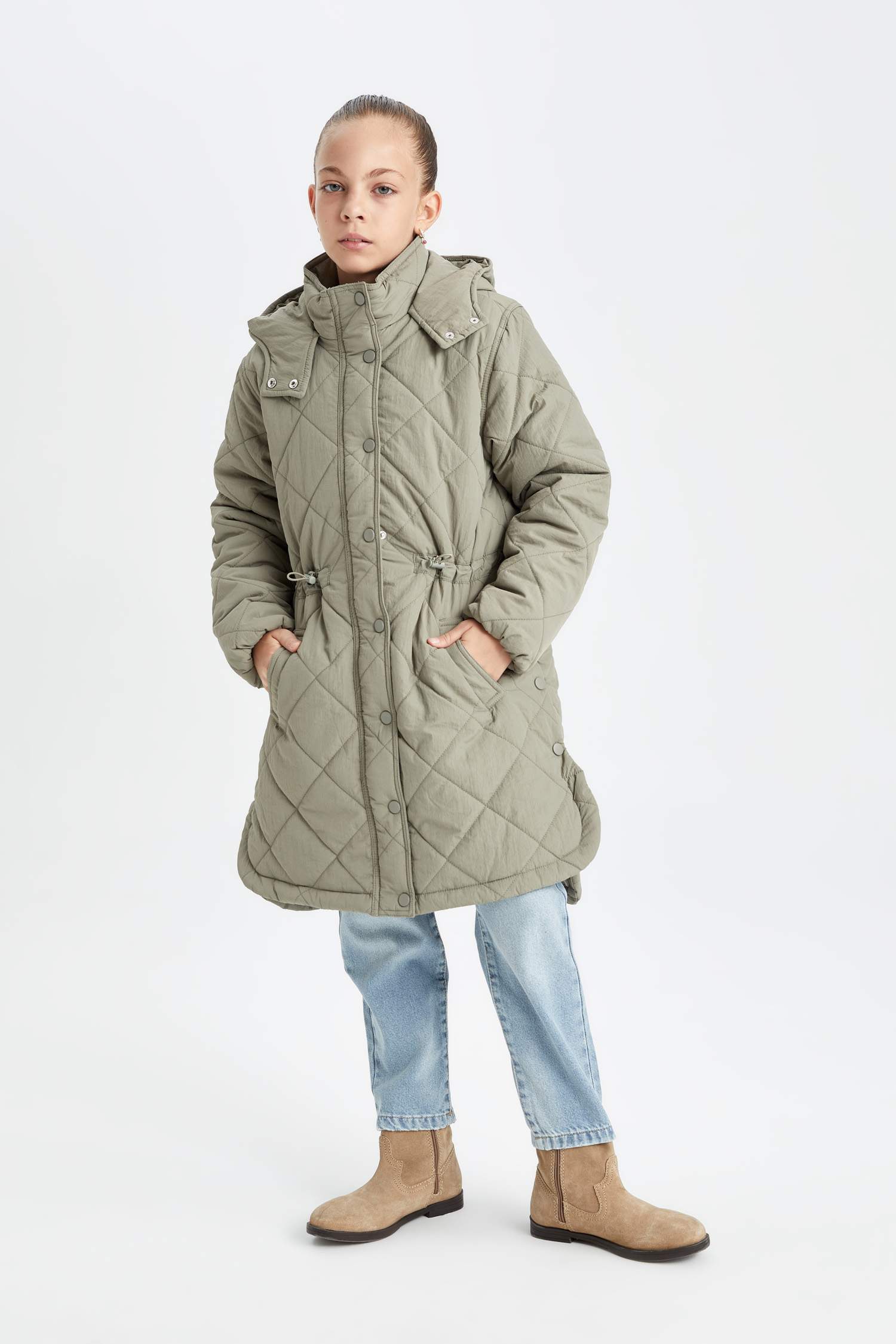 Girl Waterproof Hooded Long Puffer Jacket