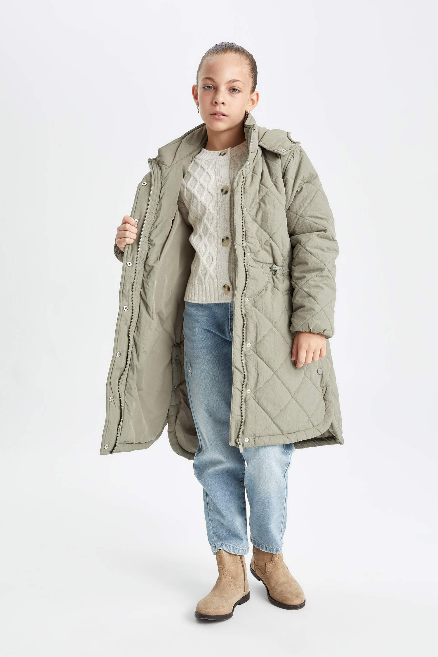 Girl Waterproof Hooded Long Puffer Jacket