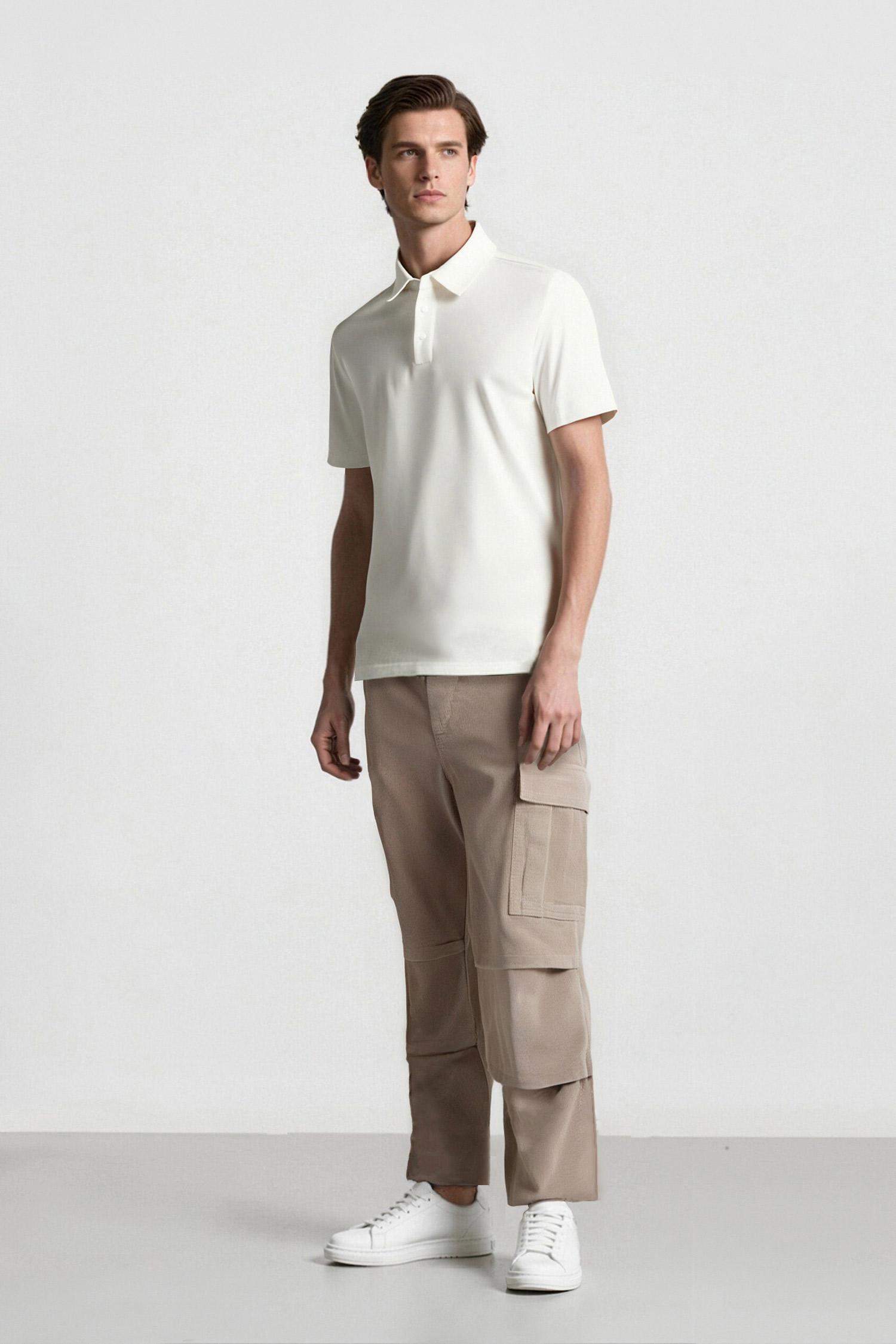 بنطلون قطيفة وايد ليج برجل واسع بجيب