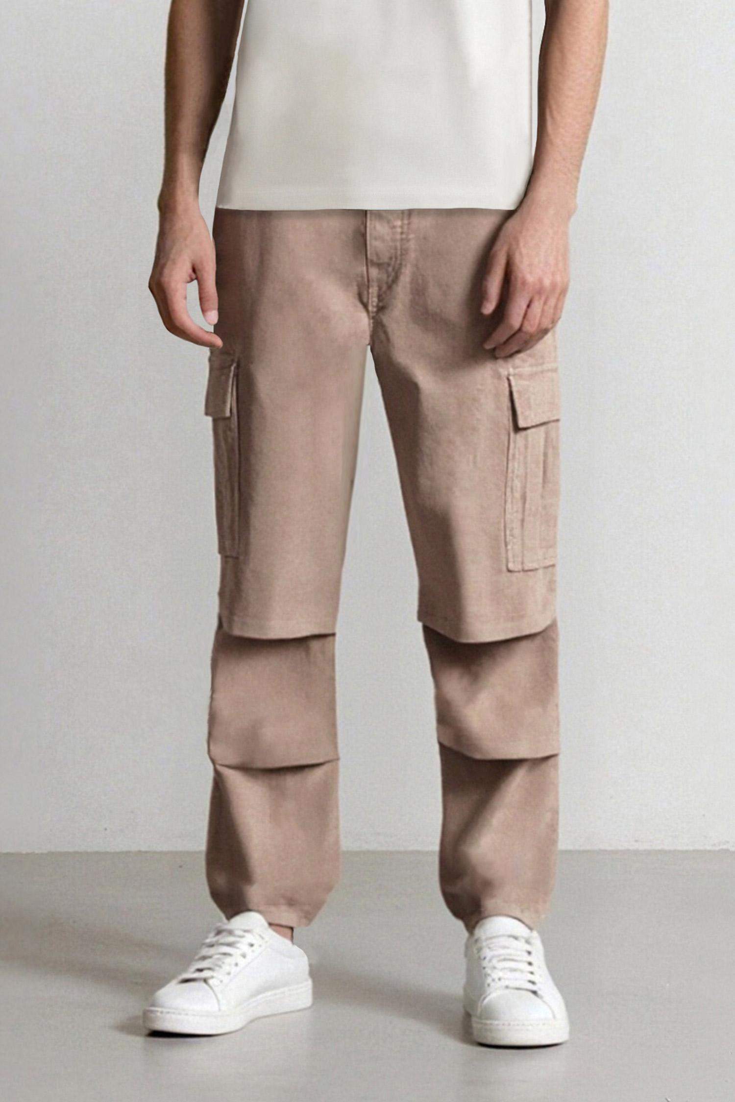 بنطلون قطيفة وايد ليج برجل واسع بجيب