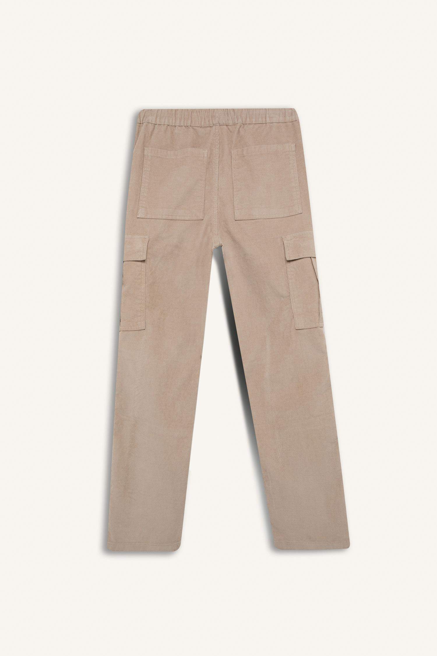 بنطلون قطيفة وايد ليج برجل واسع بجيب