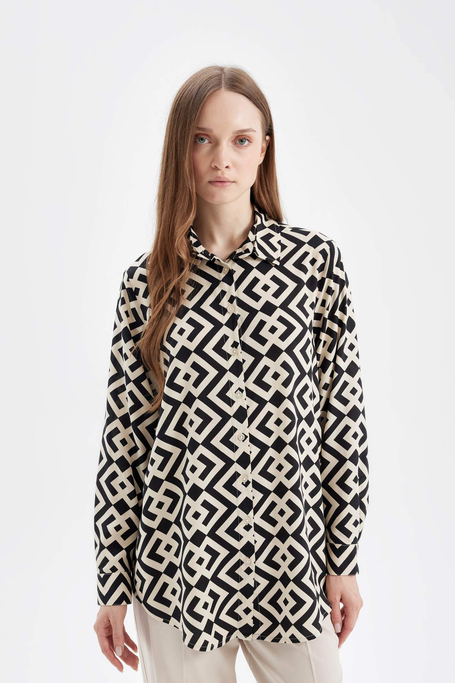 Regular Fit Printed Long Sleeve Tunic