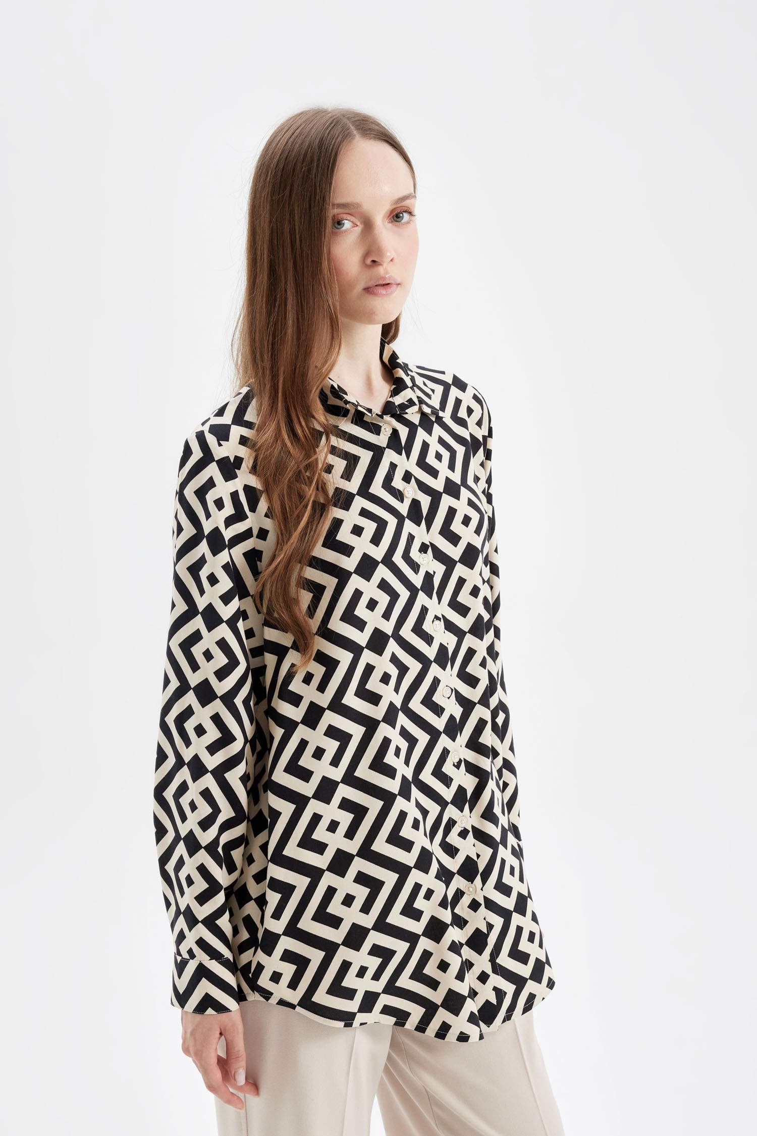 Regular Fit Printed Long Sleeve Tunic