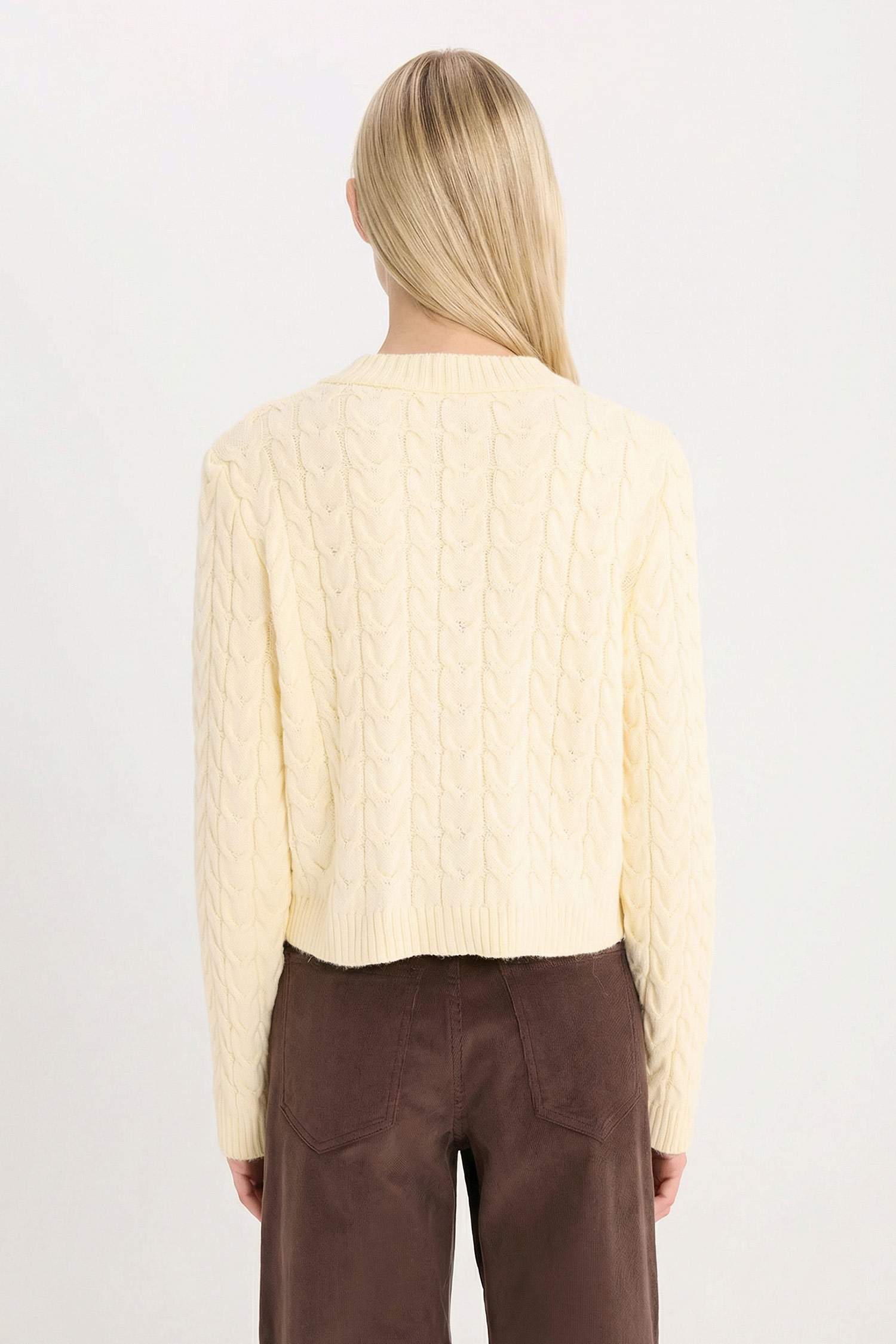 Regular Fit Crew Neck Patterned Knitwear Cardigan