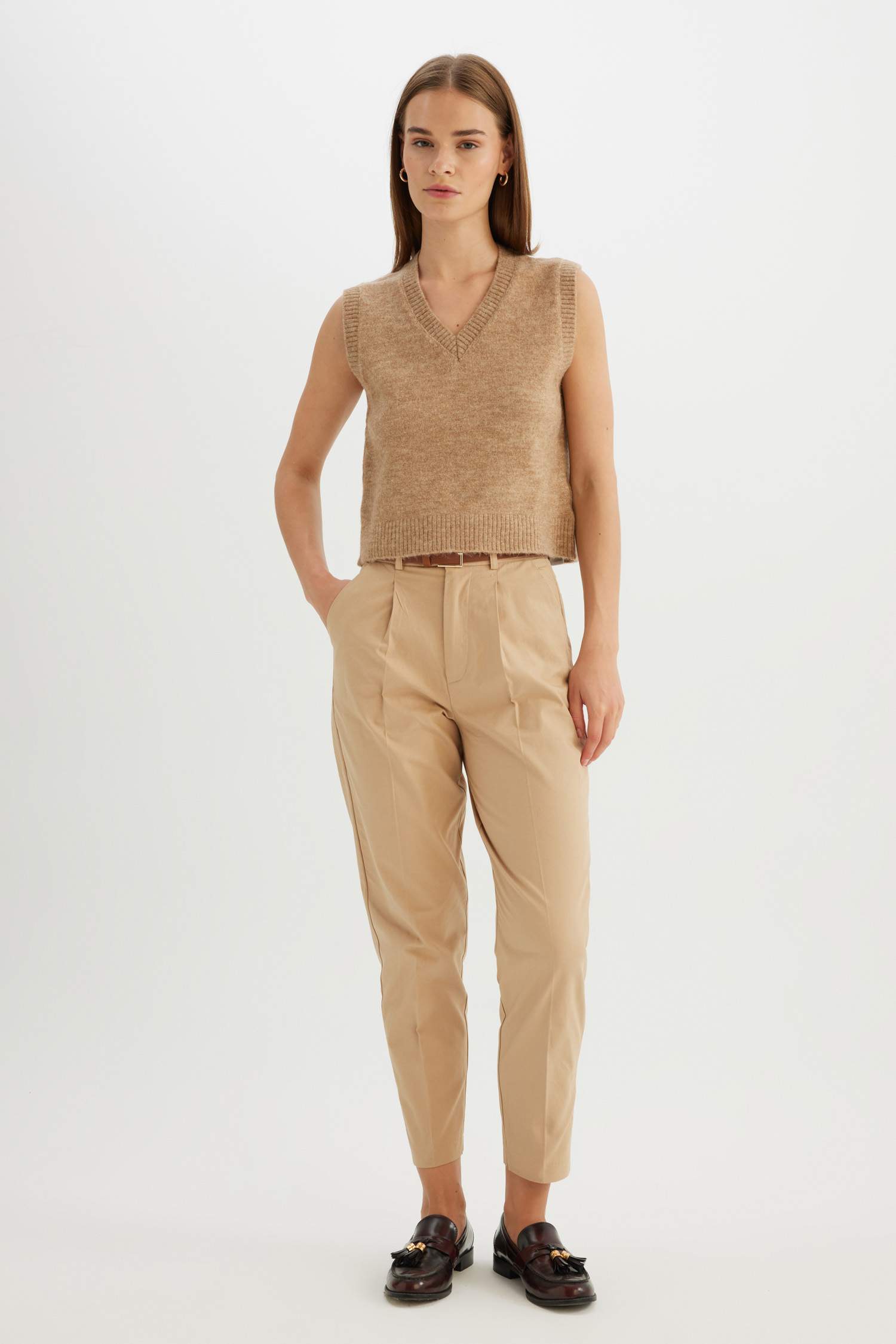 Regular Fit V Yaka Premium Triko Süveter