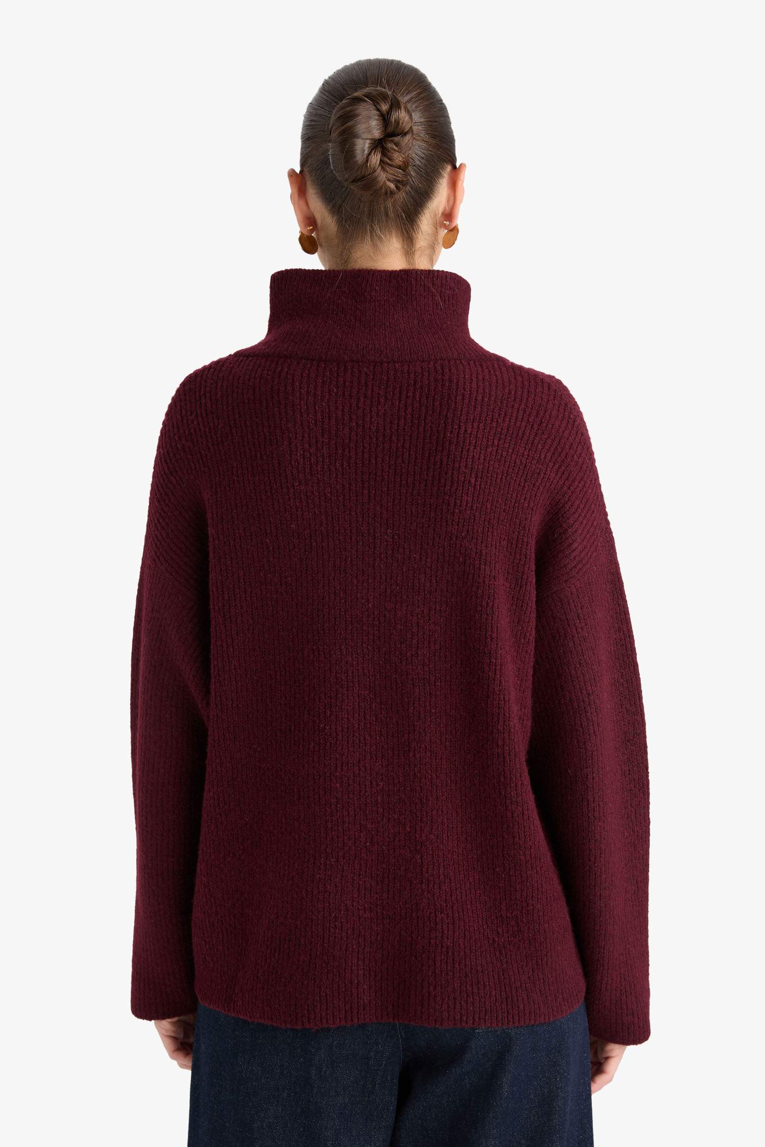 Вязаный свитер Relax Fit с молнией до середины груди