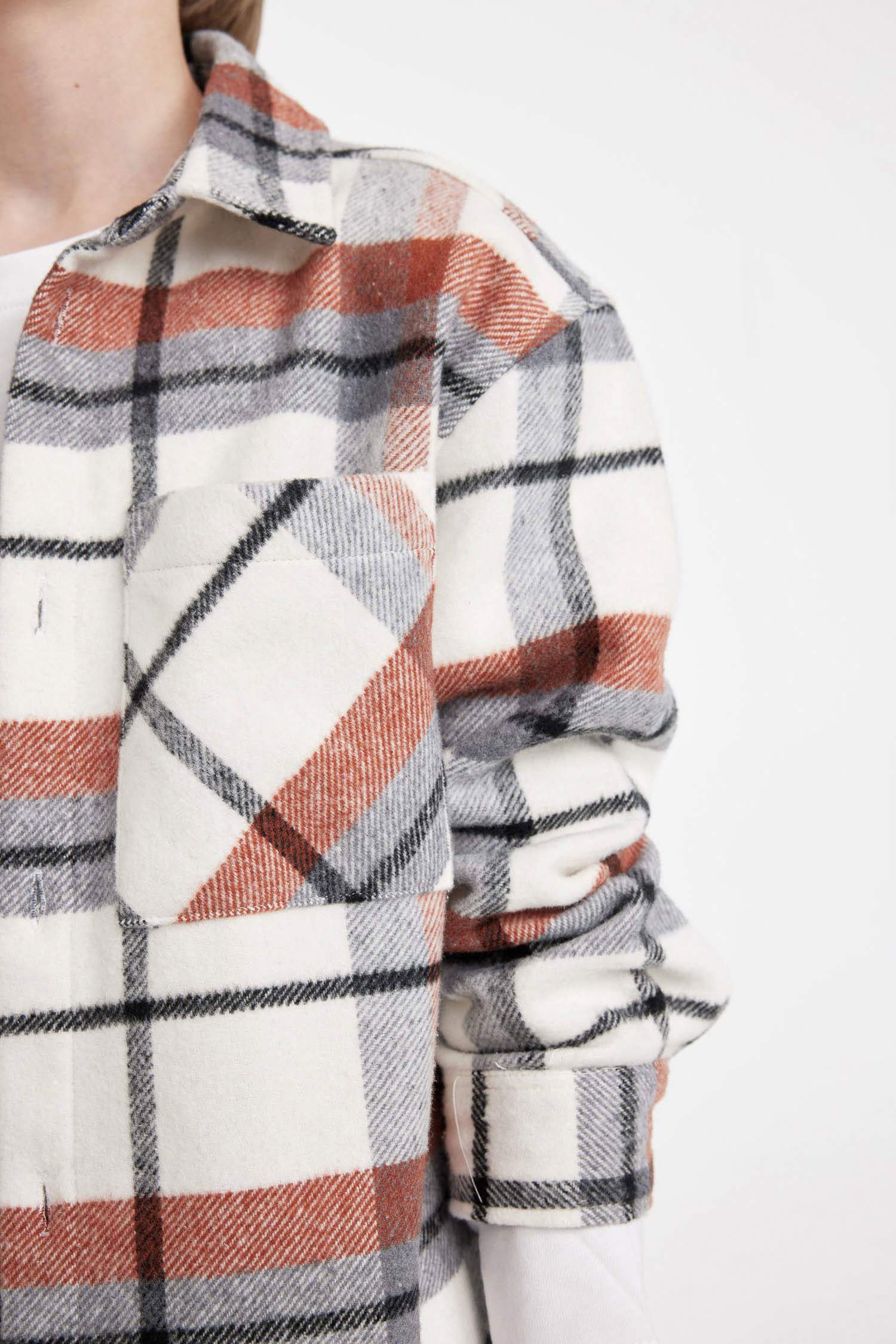 قميص بولو كم طويل فلانيل اوفر سايز