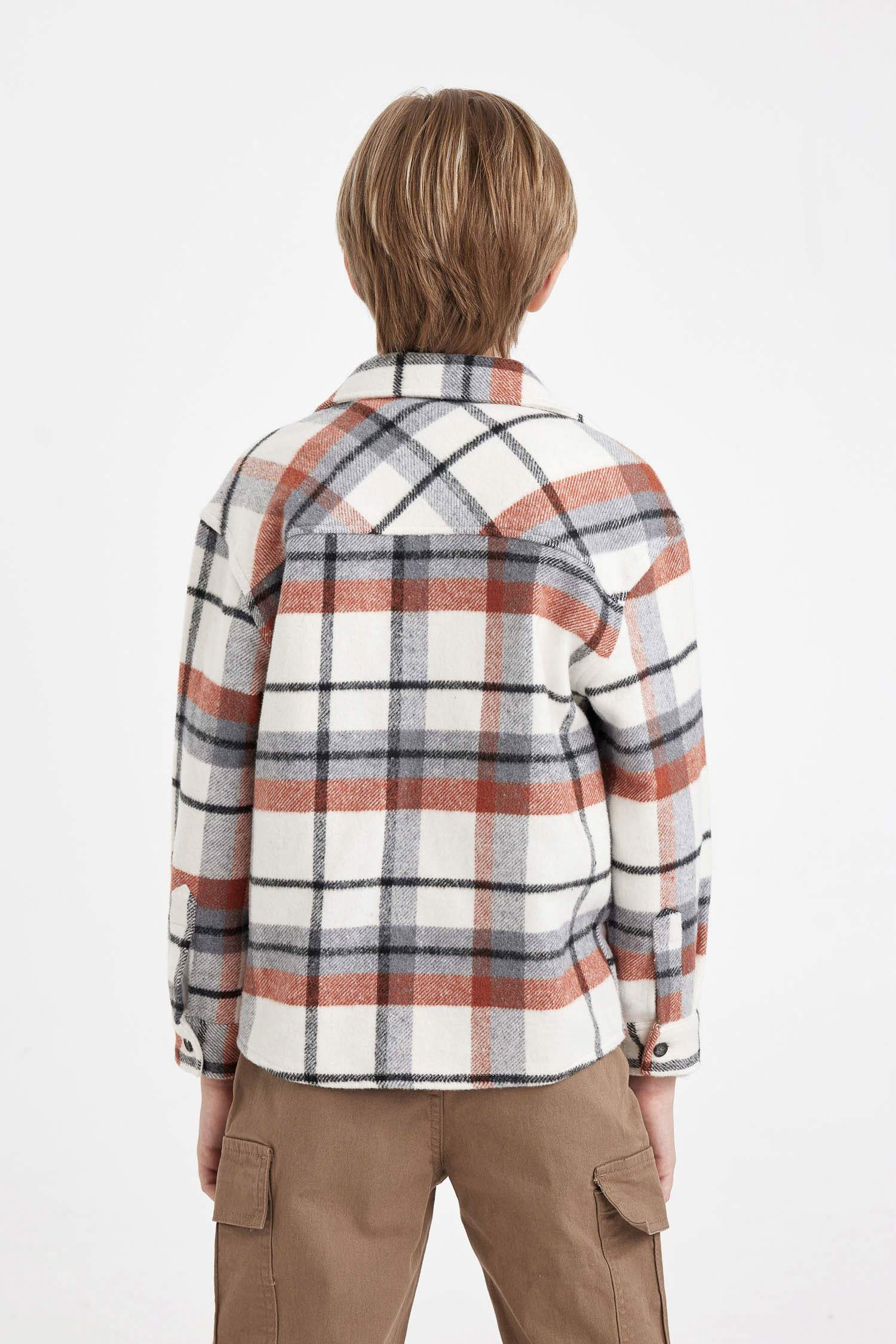 قميص بولو كم طويل فلانيل اوفر سايز