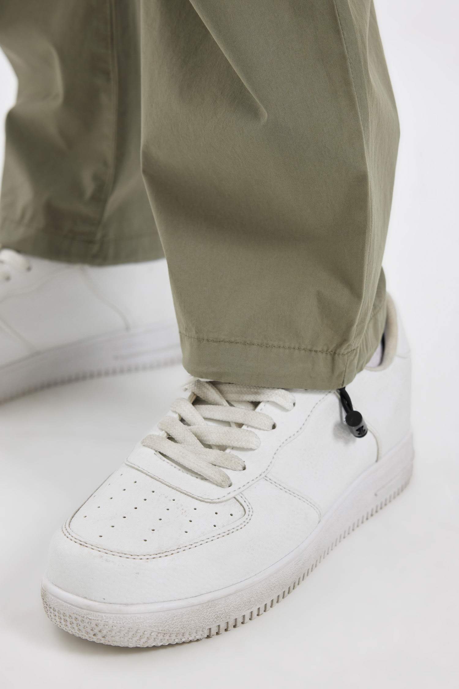 %100 Pamuk Yazlık Jogger Pantolon Wide Leg Bol Rahat Kesim Paraşüt Beli Bağcıklı Geniş Bol Paça