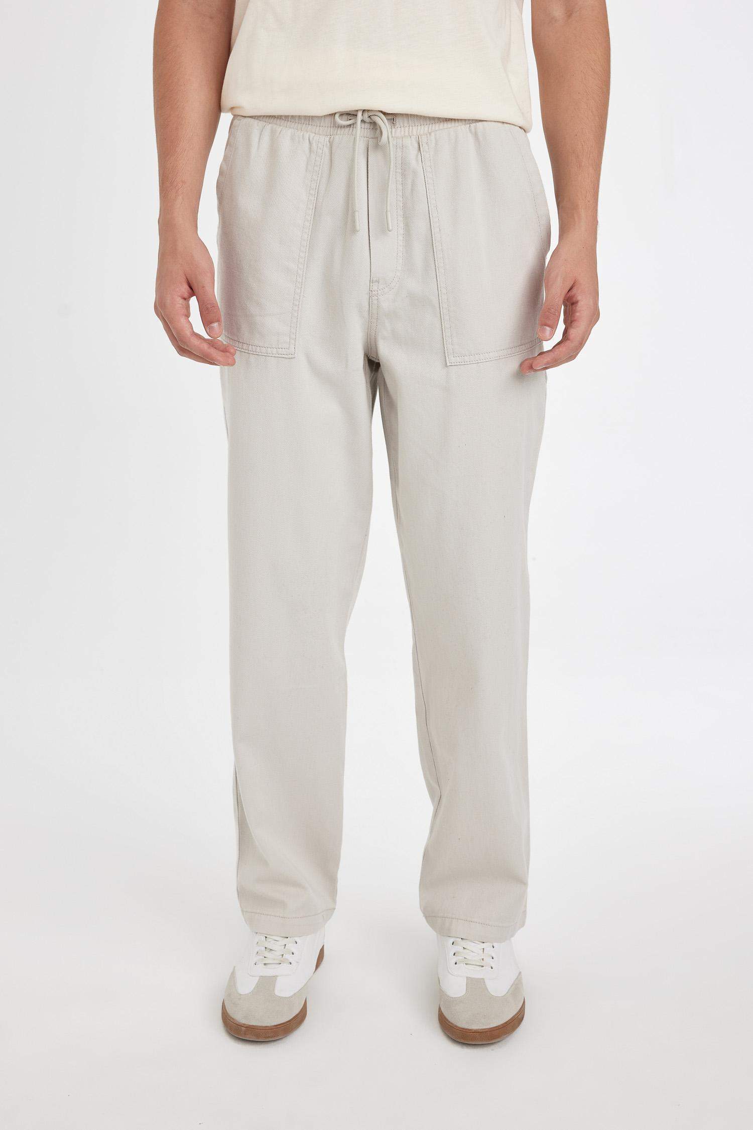 %100 Pamuk Yazlık Jogger Pantolon Wide Leg Bol Rahat Kesim Paraşüt Beli Bağcıklı Geniş Bol Paça