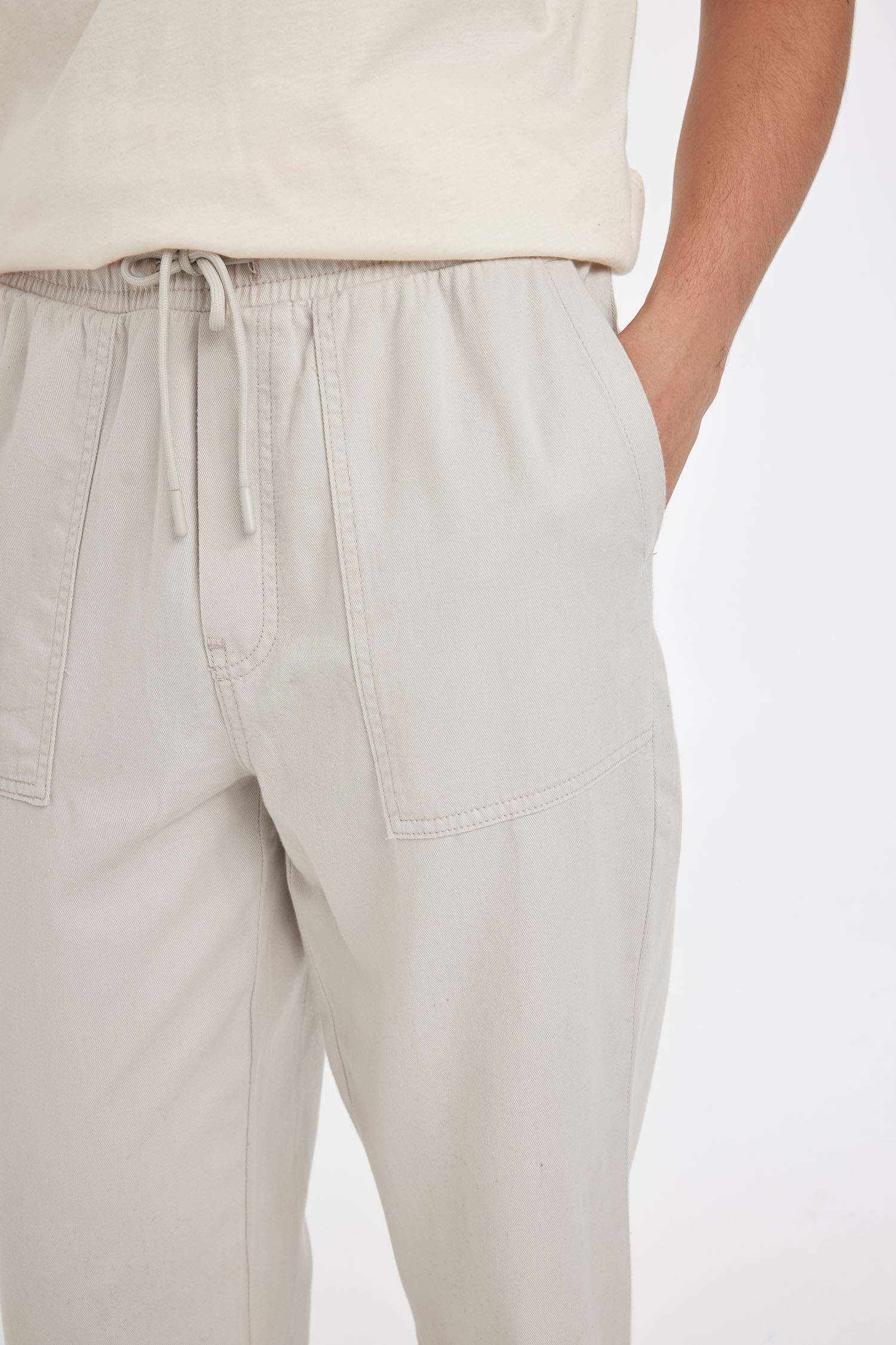 %100 Pamuk Yazlık Jogger Pantolon Wide Leg Bol Rahat Kesim Paraşüt Beli Bağcıklı Geniş Bol Paça