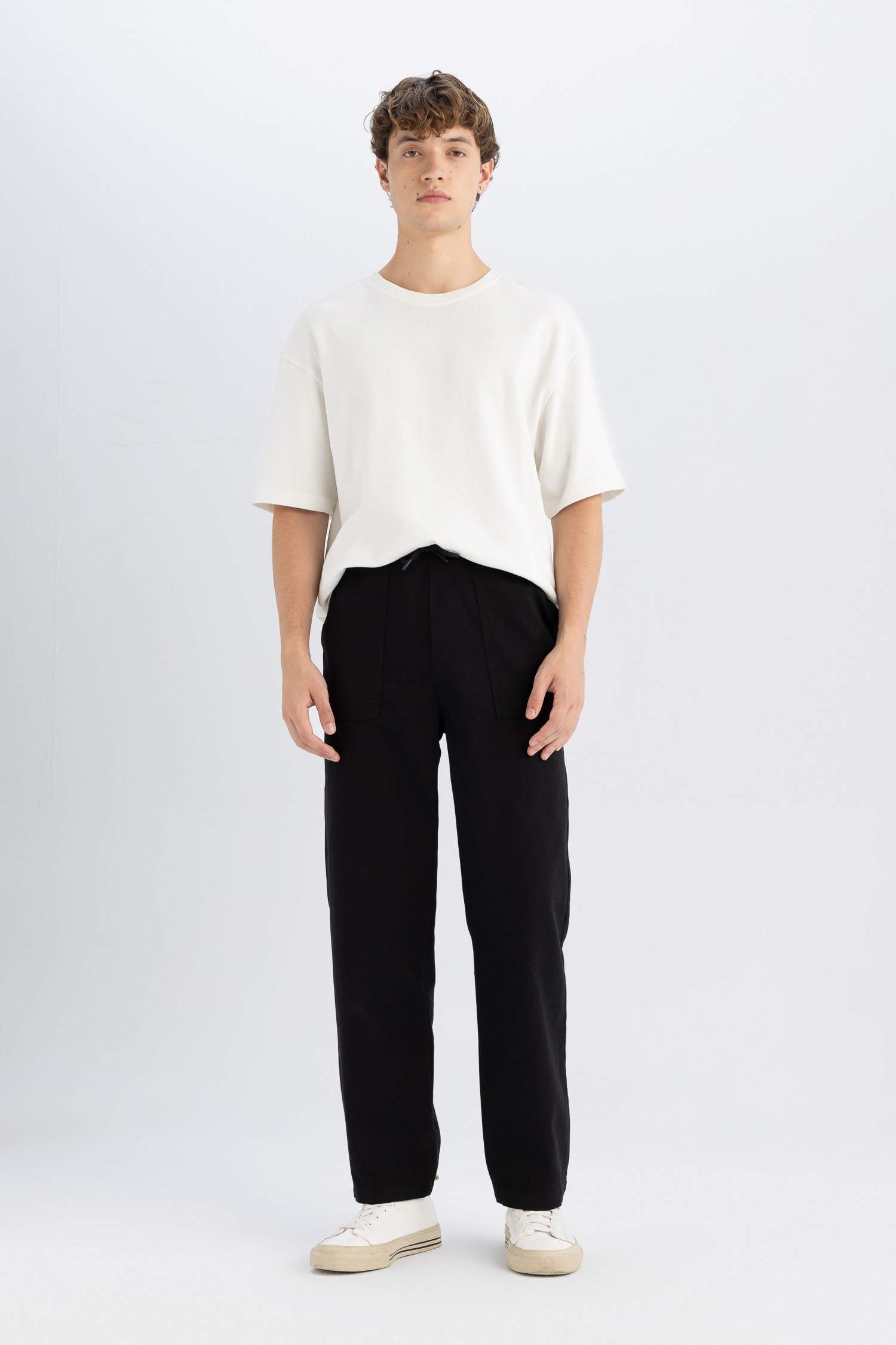 سروال قطن واسع ستيل باراشوت بحزام