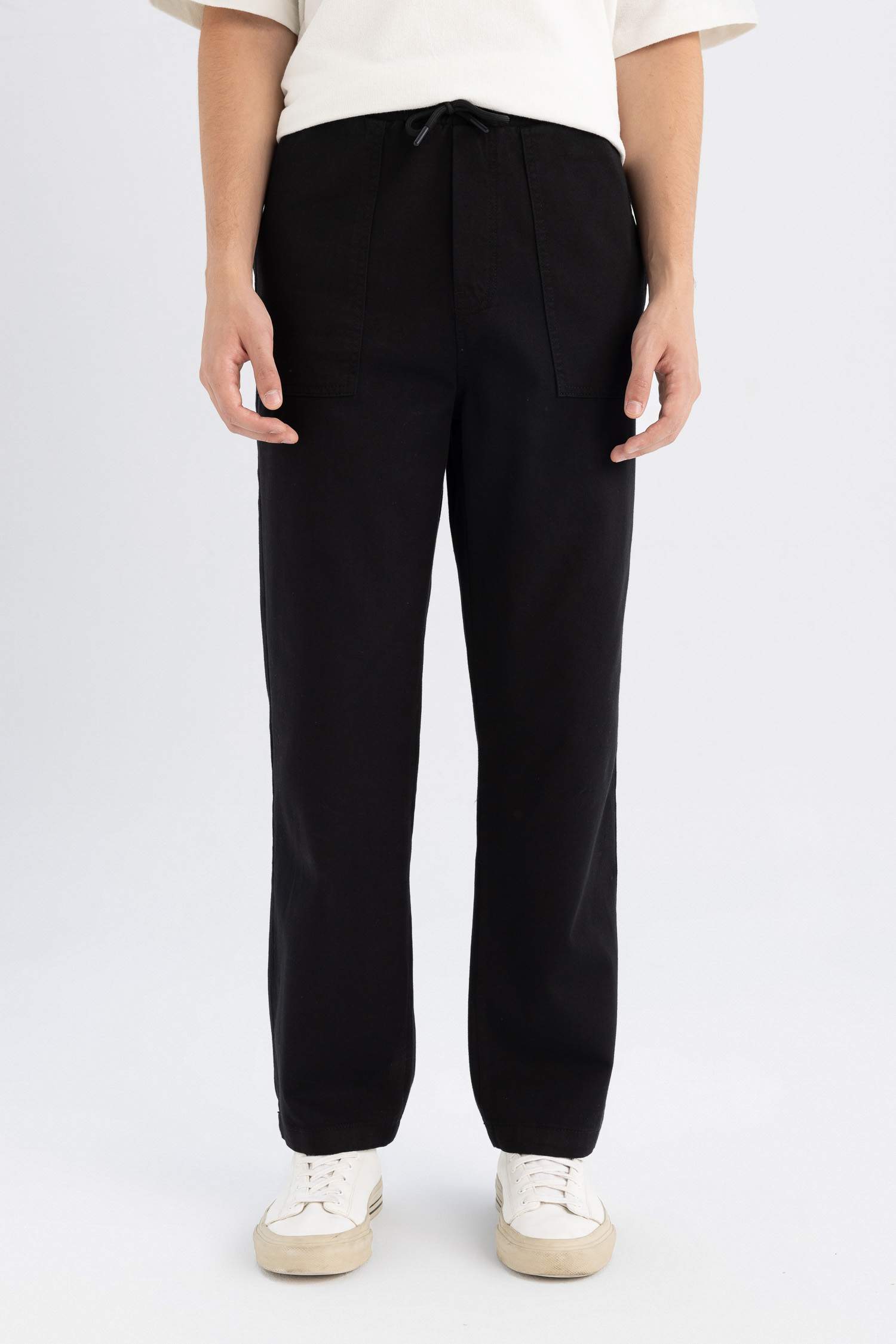 سروال قطن واسع ستيل باراشوت بحزام