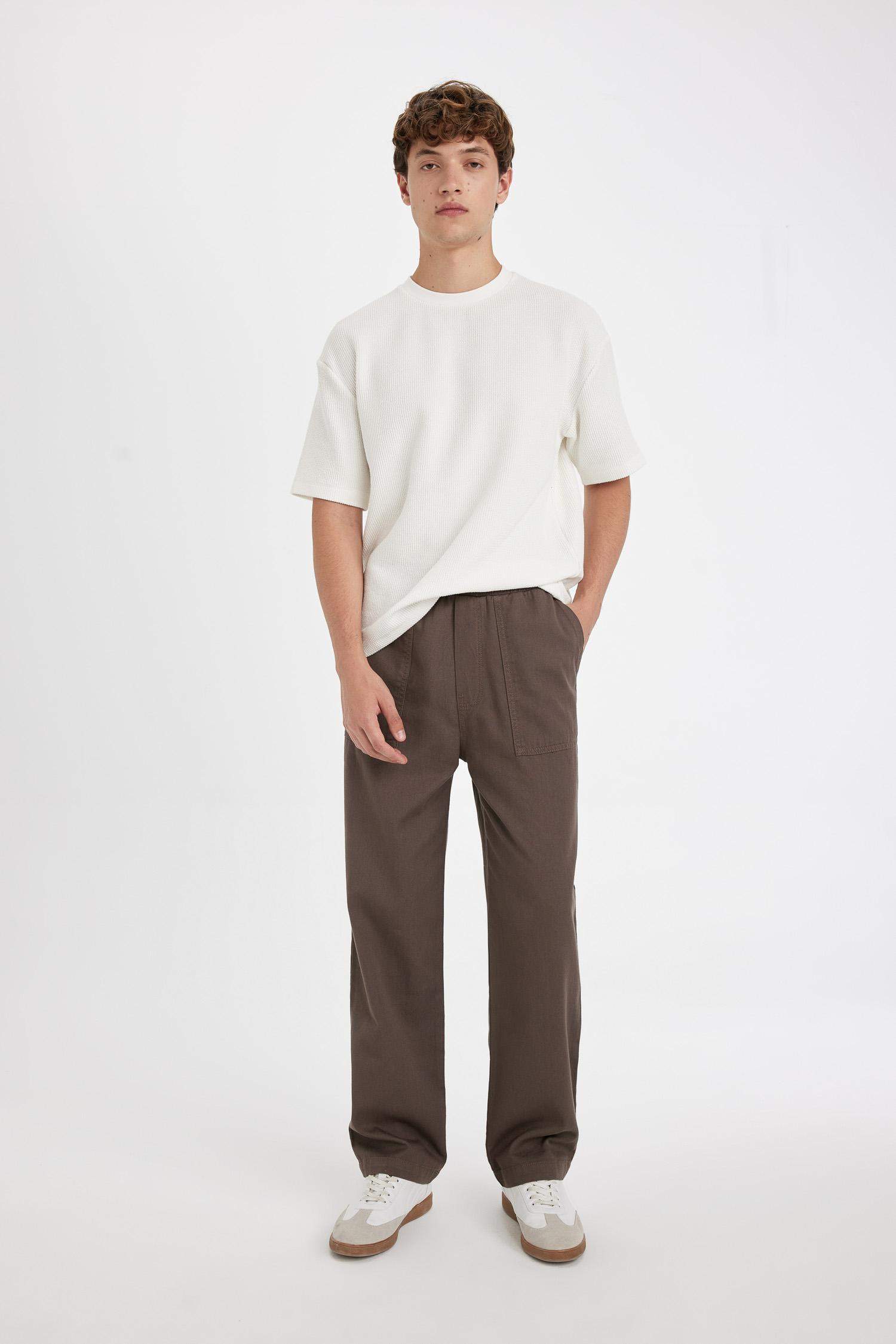 %100 Pamuk Yazlık Jogger Pantolon Wide Leg Bol Rahat Kesim Paraşüt Beli Bağcıklı Geniş Bol Paça