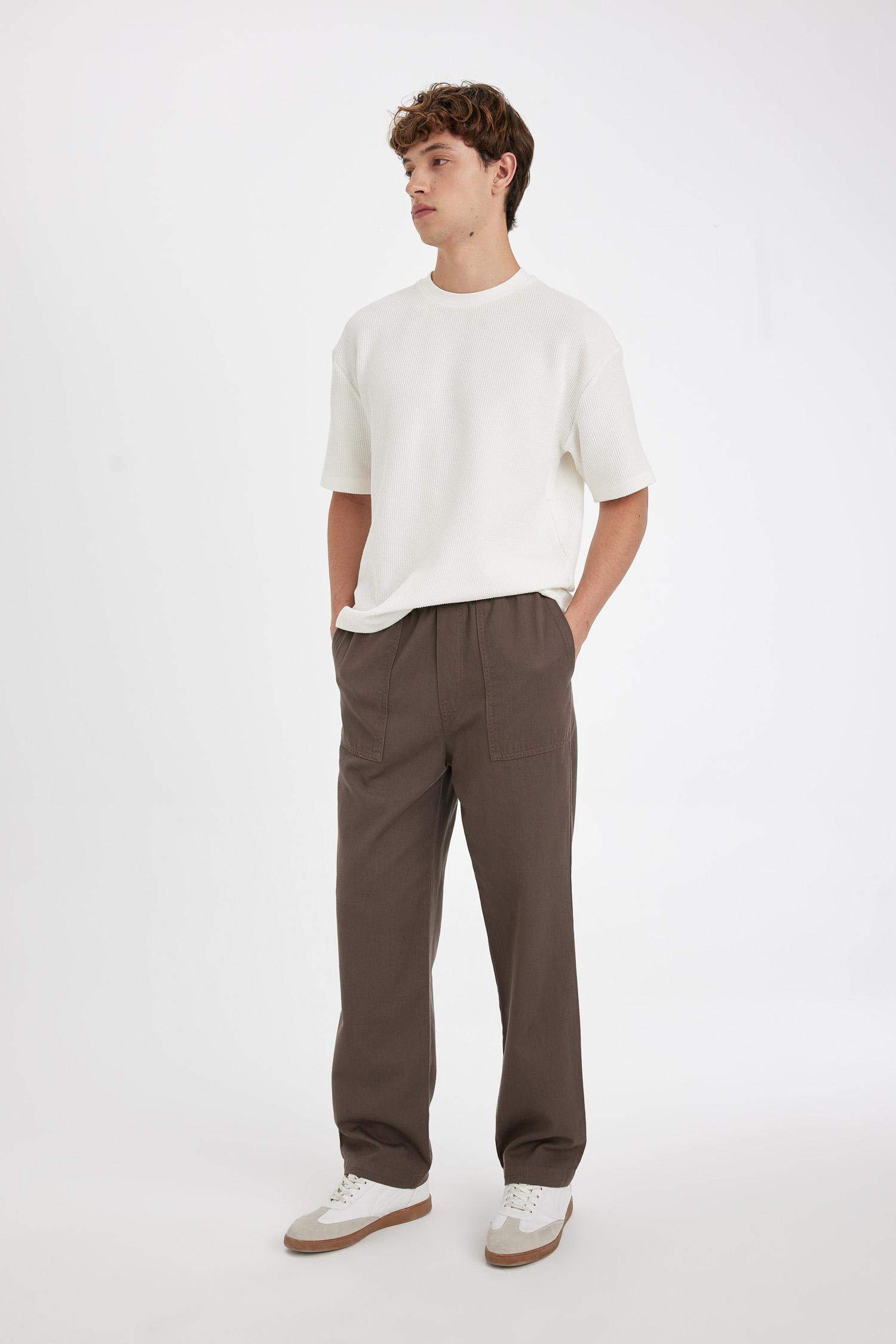 %100 Pamuk Yazlık Jogger Pantolon Wide Leg Bol Rahat Kesim Paraşüt Beli Bağcıklı Geniş Bol Paça