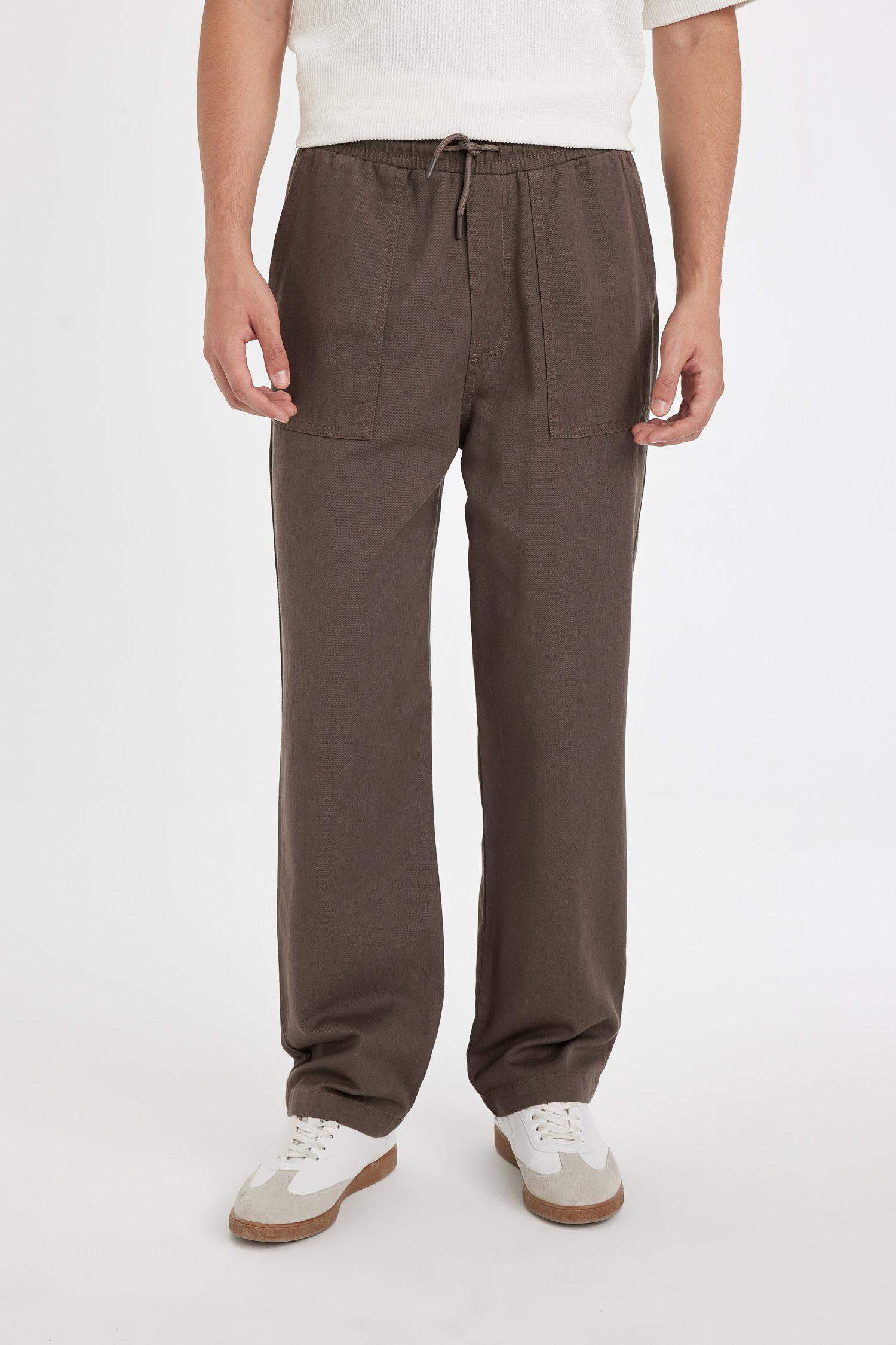 %100 Pamuk Yazlık Jogger Pantolon Wide Leg Bol Rahat Kesim Paraşüt Beli Bağcıklı Geniş Bol Paça