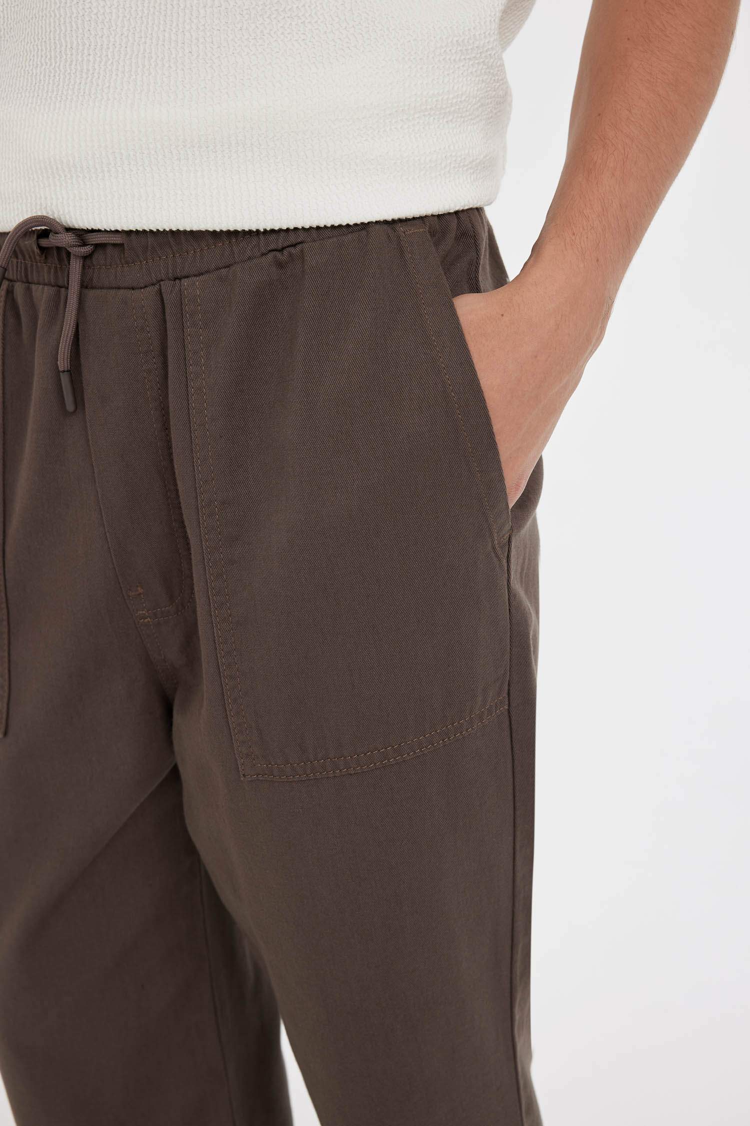 %100 Pamuk Yazlık Jogger Pantolon Wide Leg Bol Rahat Kesim Paraşüt Beli Bağcıklı Geniş Bol Paça