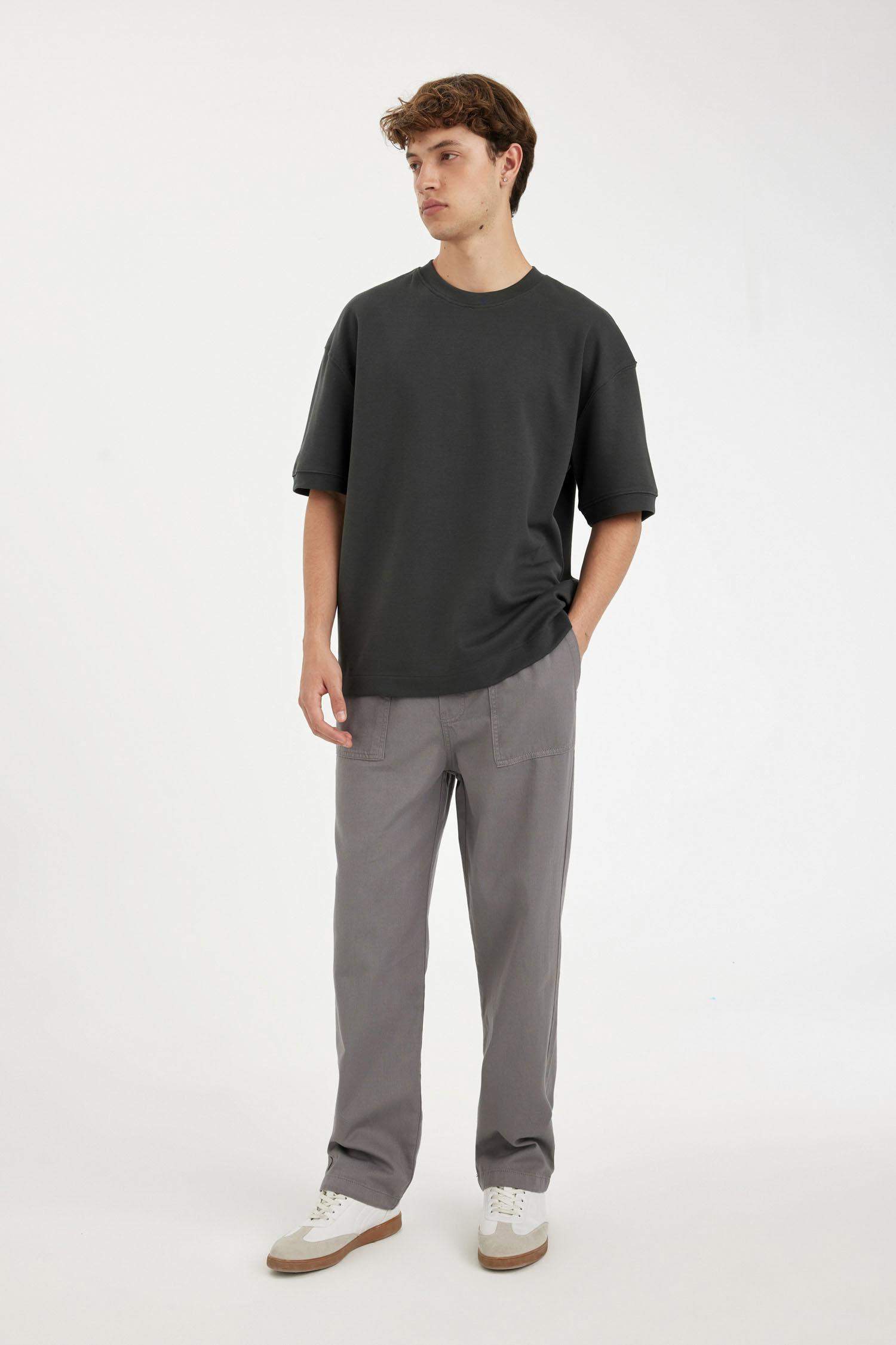 %100 Pamuk Yazlık Jogger Pantolon Wide Leg Bol Rahat Kesim Paraşüt Beli Bağcıklı Geniş Bol Paça