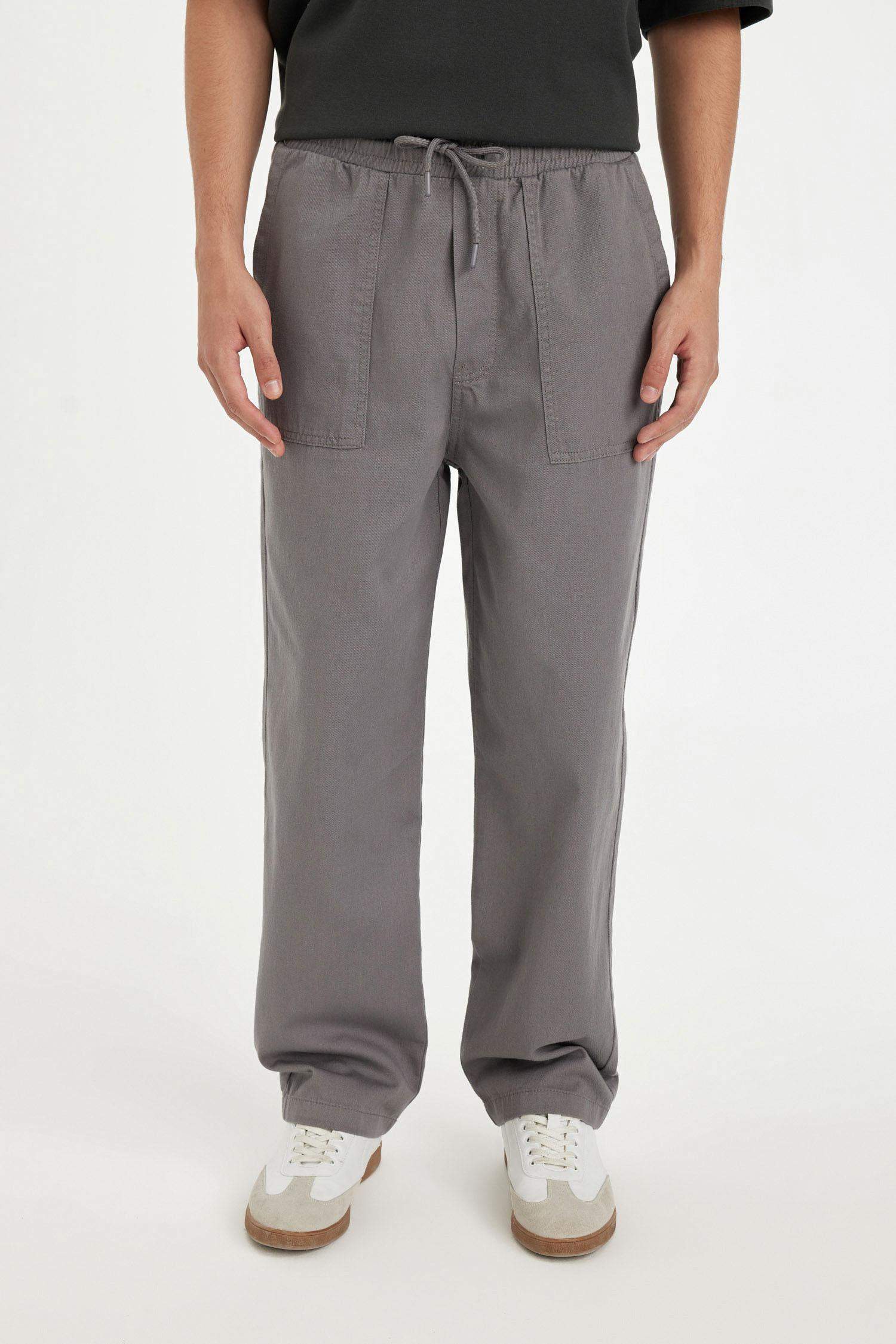 %100 Pamuk Yazlık Jogger Pantolon Wide Leg Bol Rahat Kesim Paraşüt Beli Bağcıklı Geniş Bol Paça