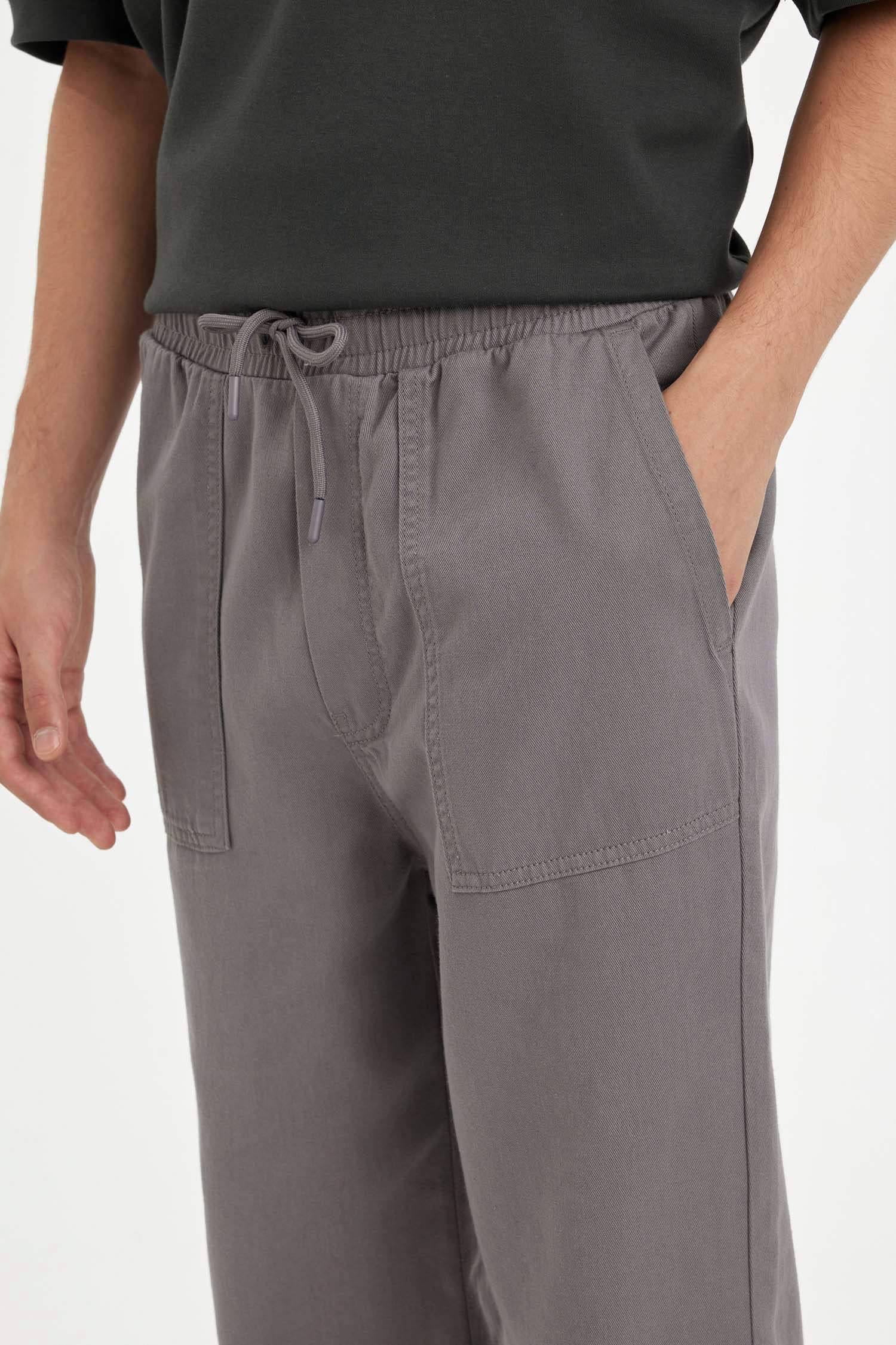 %100 Pamuk Yazlık Jogger Pantolon Wide Leg Bol Rahat Kesim Paraşüt Beli Bağcıklı Geniş Bol Paça