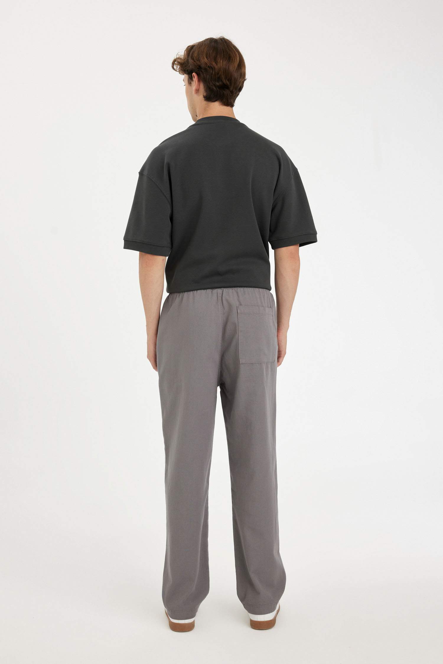 %100 Pamuk Yazlık Jogger Pantolon Wide Leg Bol Rahat Kesim Paraşüt Beli Bağcıklı Geniş Bol Paça