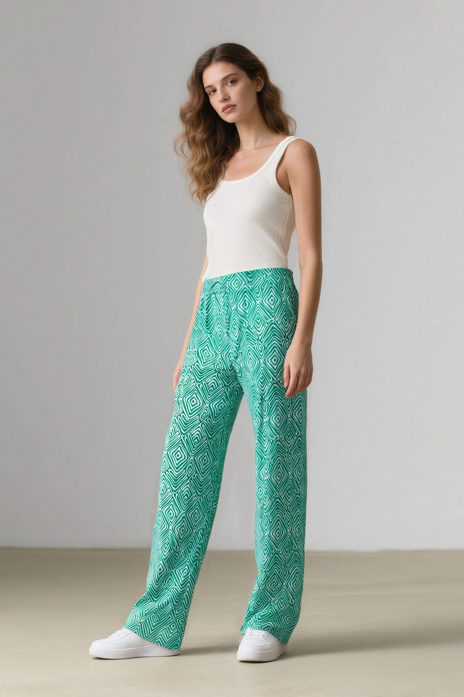 Wide Leg Printed Pocket Trousers