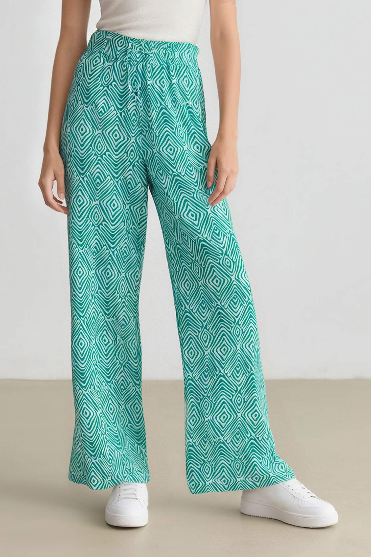 Wide Leg Printed Pocket Trousers