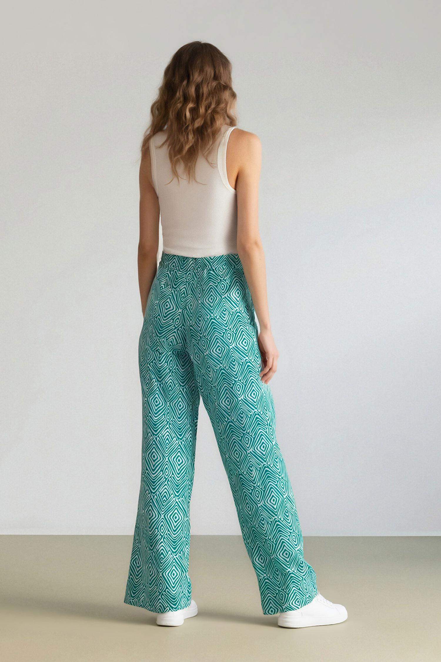 Wide Leg Printed Pocket Trousers