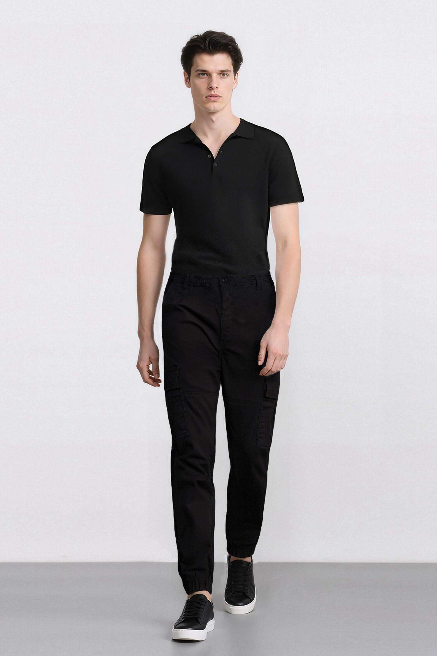 بنطلون كارجو جبردين قصة عادية بجيب