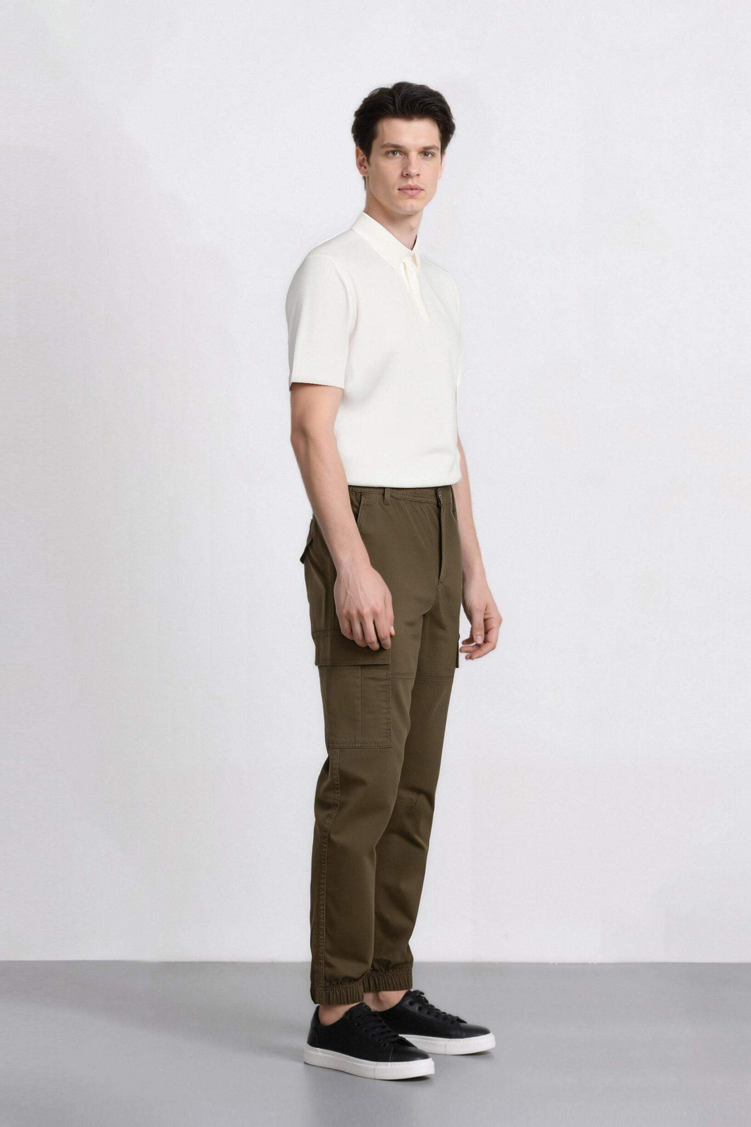 Regular Gabardin Jogger Pantolon Kargo Cepli Beli Paçası Lastikli