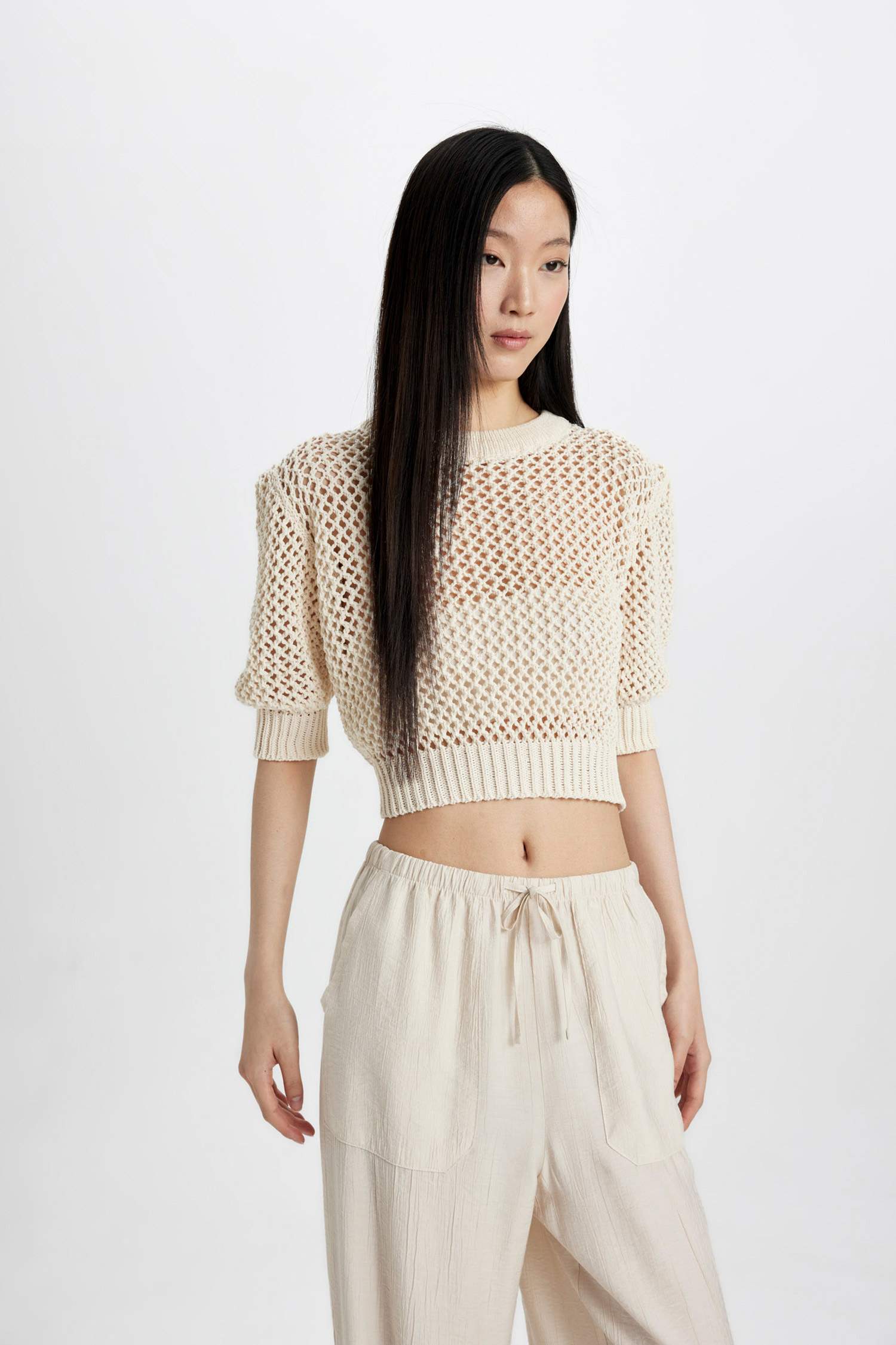 қалыпты пішім дөңгелек жаға Пулловер