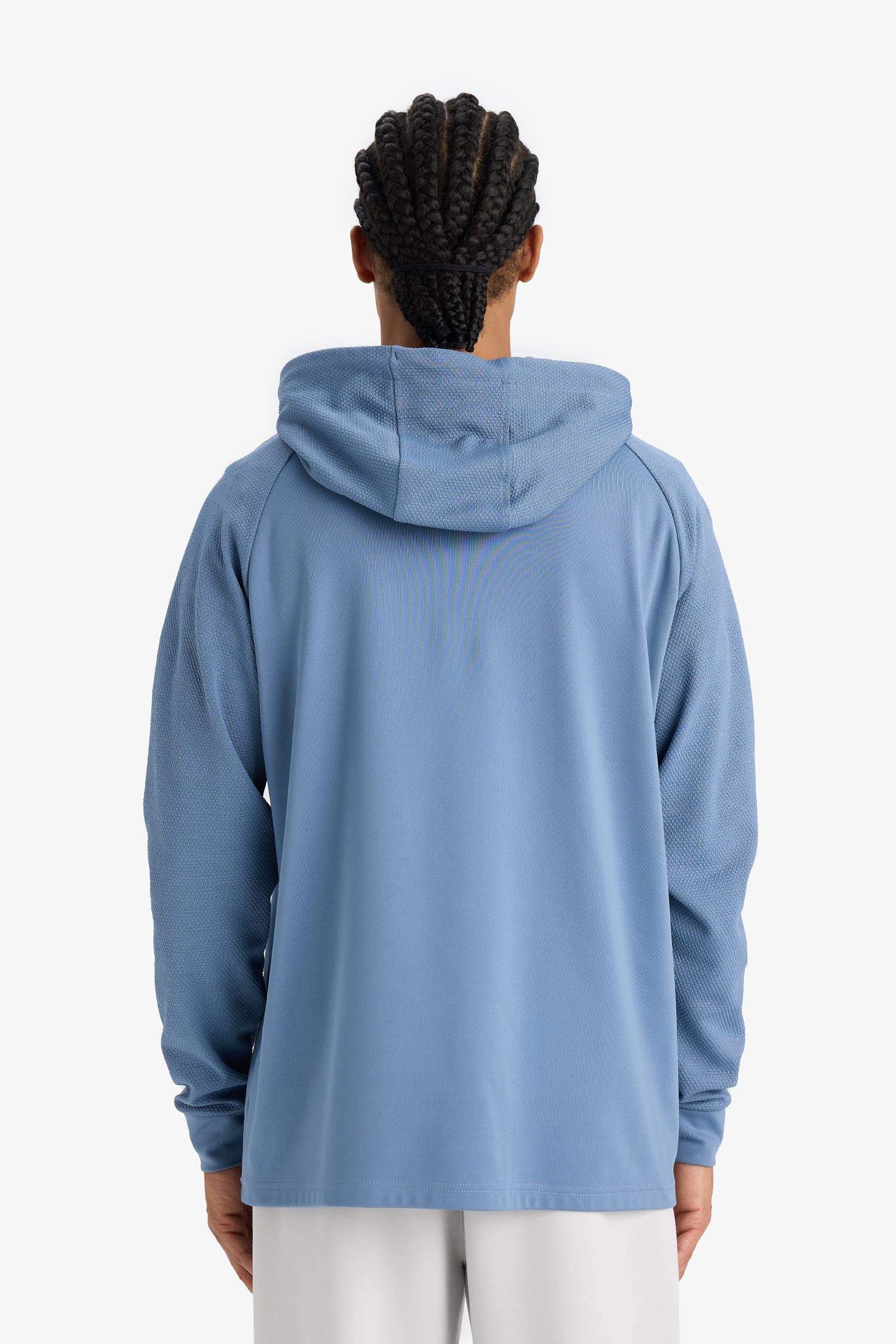 Mavi DeFactoFit Standart Fit Kapüşonlu Cepli Sporcu Sweatshirt