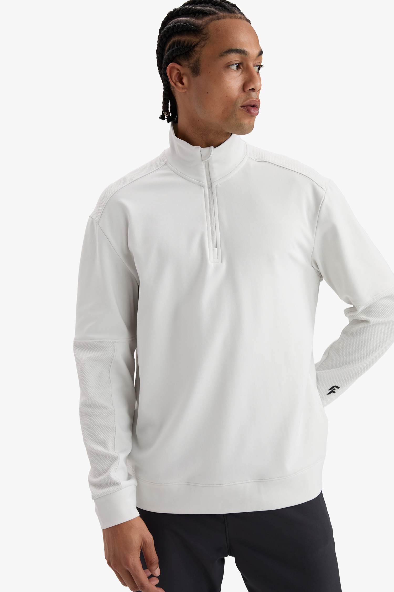 Gri DeFactoFit Standart Fit Dik Yaka Fermuarlı Skuba Dalgıç Kumaş Sporcu Sweatshirt