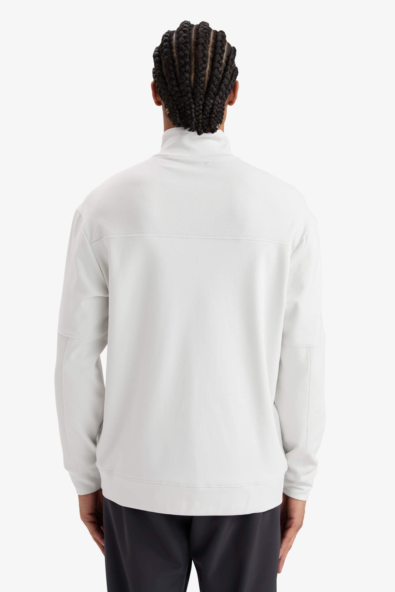 Gri DeFactoFit Standart Fit Dik Yaka Fermuarlı Skuba Dalgıç Kumaş Sporcu Sweatshirt