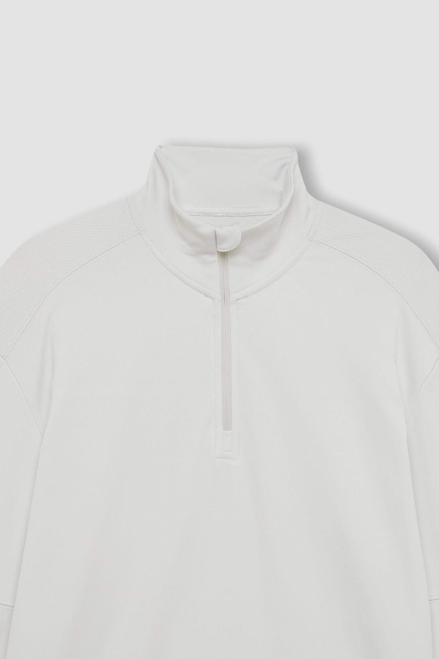 Gri DeFactoFit Standart Fit Dik Yaka Fermuarlı Skuba Dalgıç Kumaş Sporcu Sweatshirt