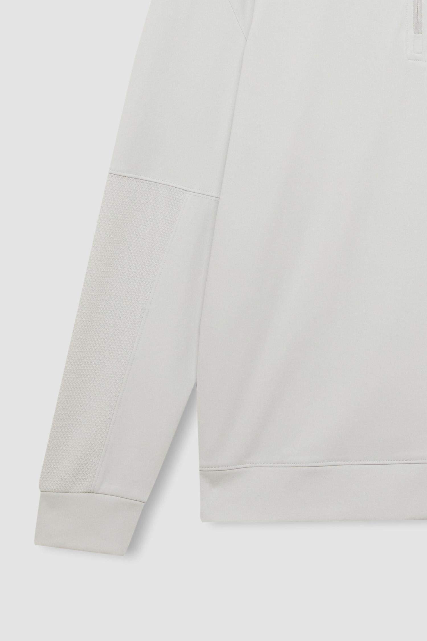 Gri DeFactoFit Standart Fit Dik Yaka Fermuarlı Skuba Dalgıç Kumaş Sporcu Sweatshirt