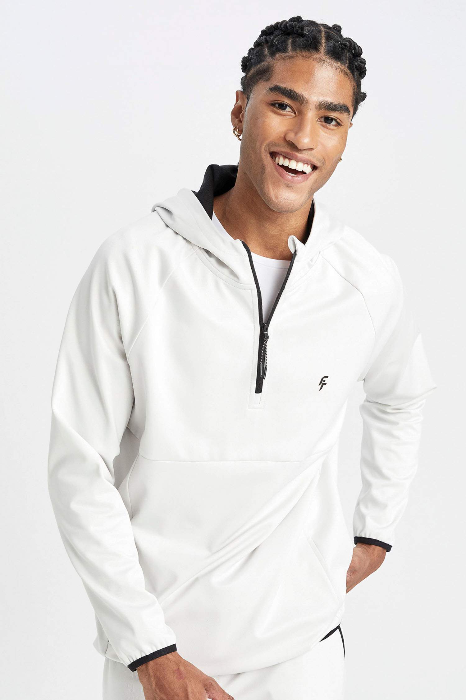 DeFactoFit Standart Fit Kapüşonlu Fermuarlı Pike Sporcu Sweatshirt