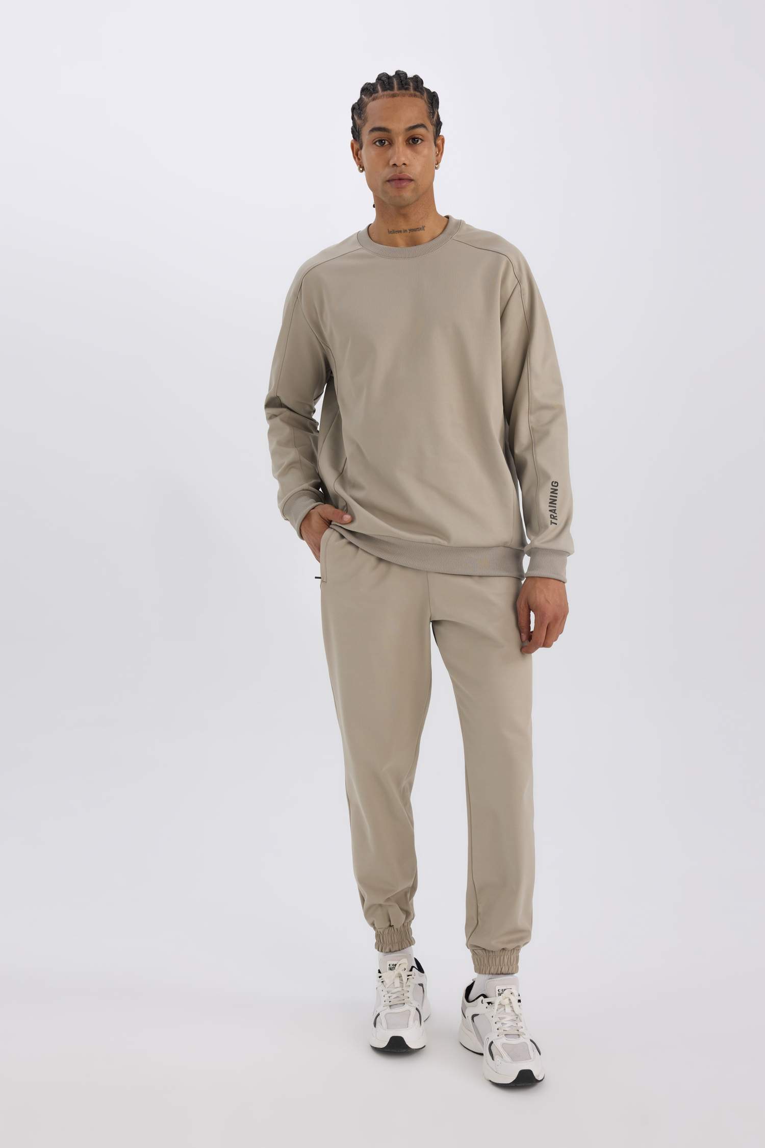 DeFactoFit Standard Fit Printed Pique Sweatshirt