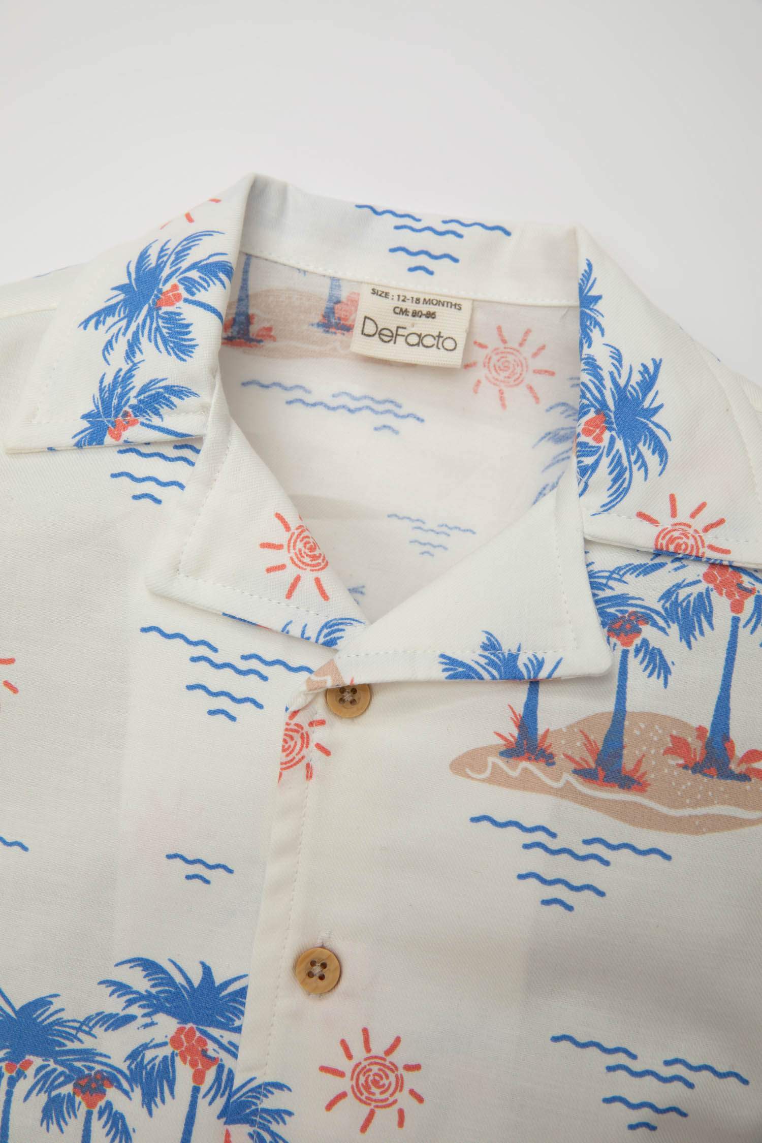 Baby Boy Open Collar Twill Short Sleeve Shirt