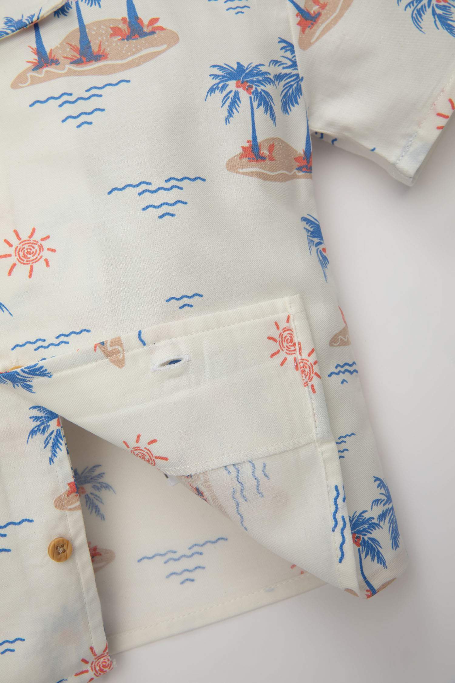 Baby Boy Open Collar Twill Short Sleeve Shirt