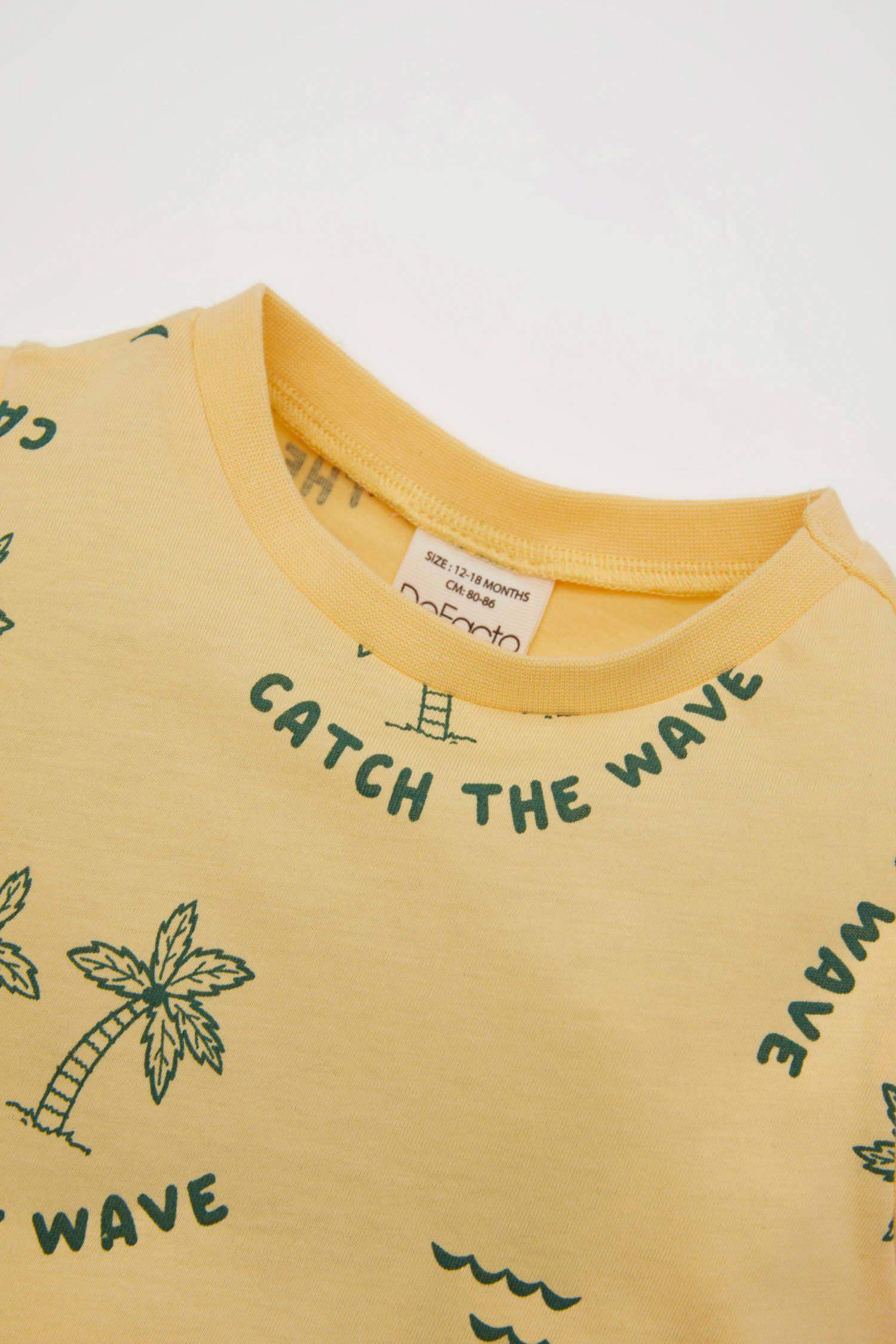 Erkek Bebek 2'li Takım Palmiye Desenli Kolsuz Tişört Şort