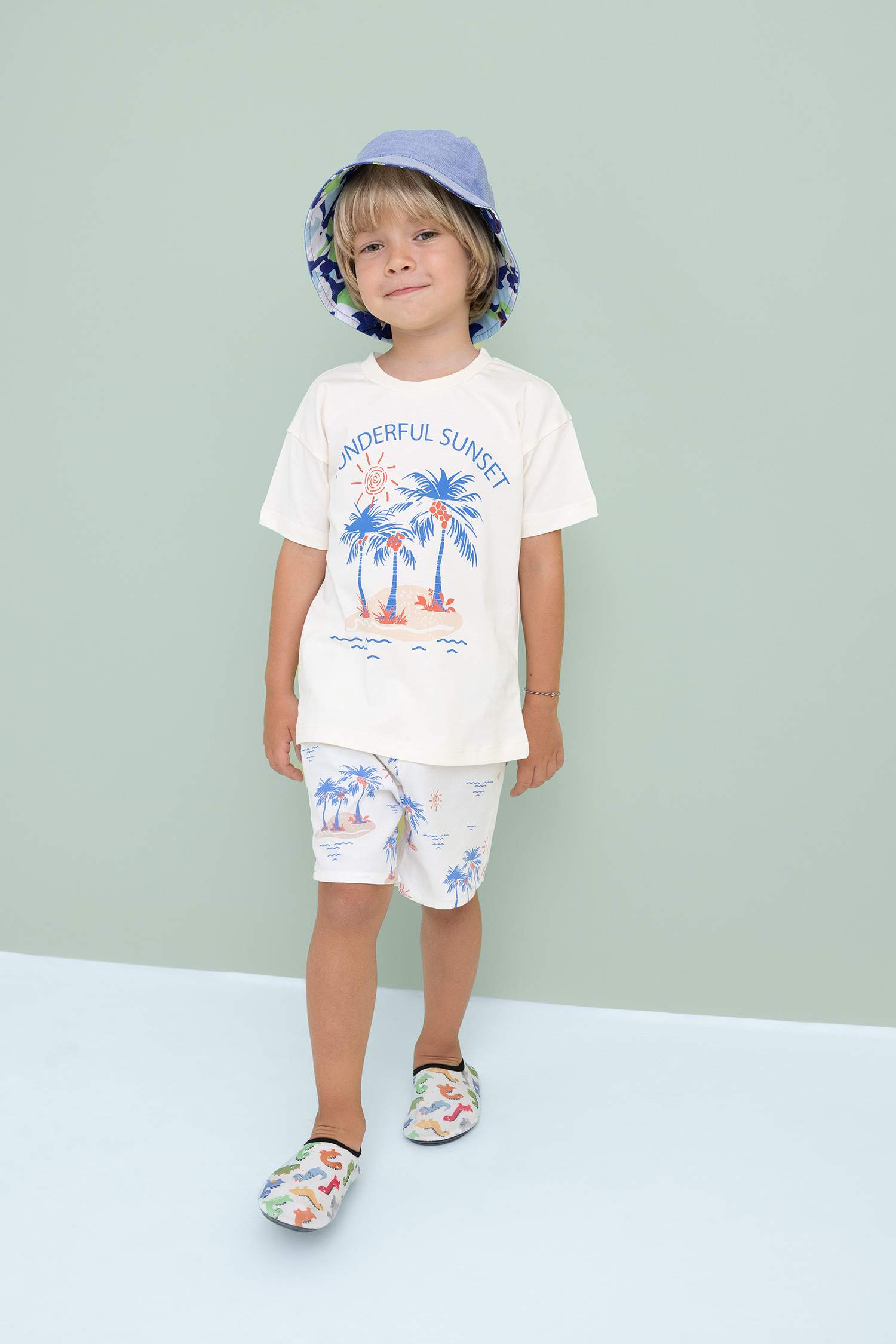 سيت ولادي بطبعة نخيل - قطعتين