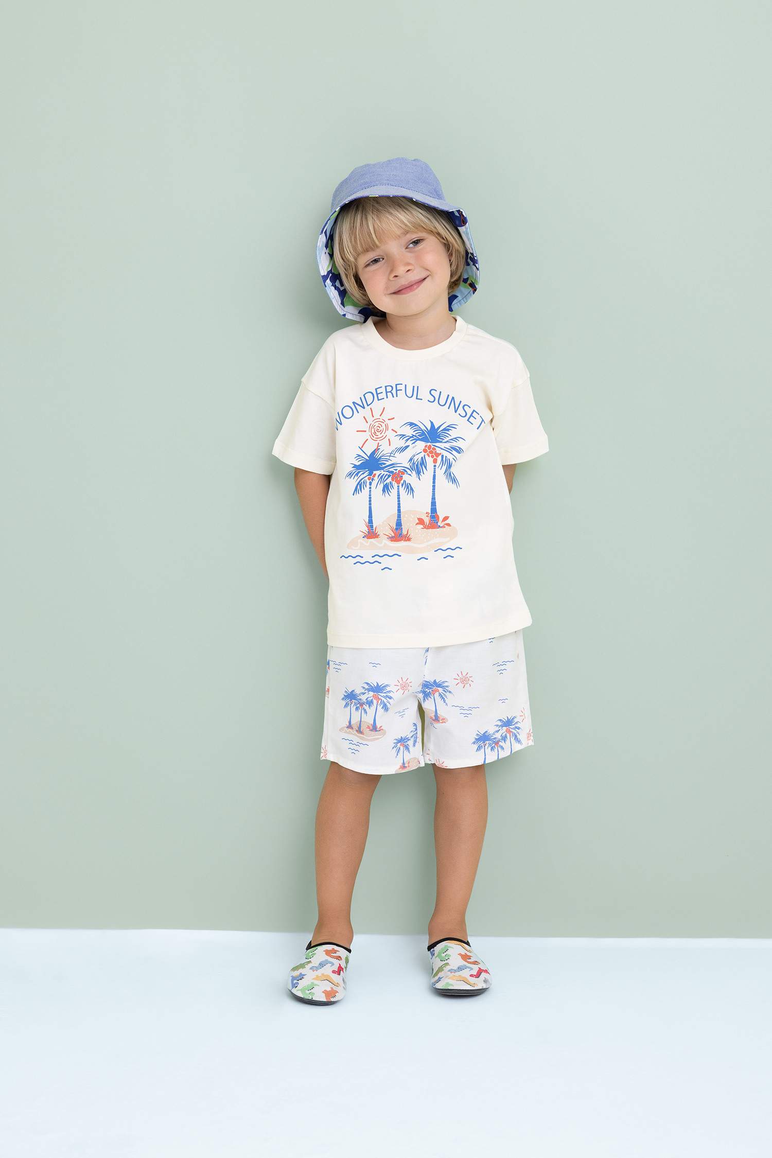 سيت ولادي بطبعة نخيل - قطعتين