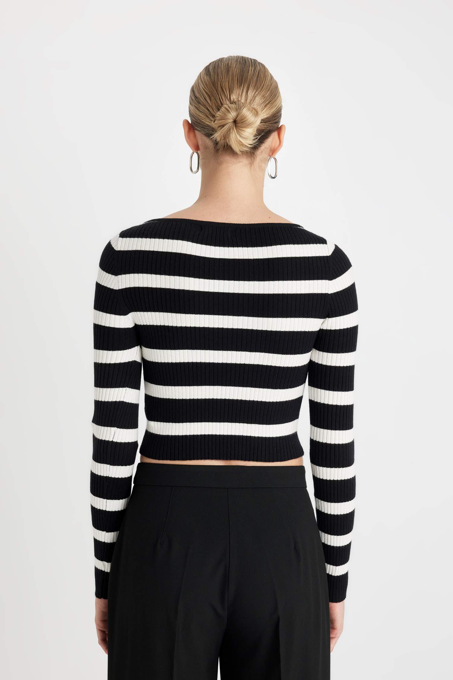 слим пішімі қайық тәріздес жаға трикотаж Пулловер