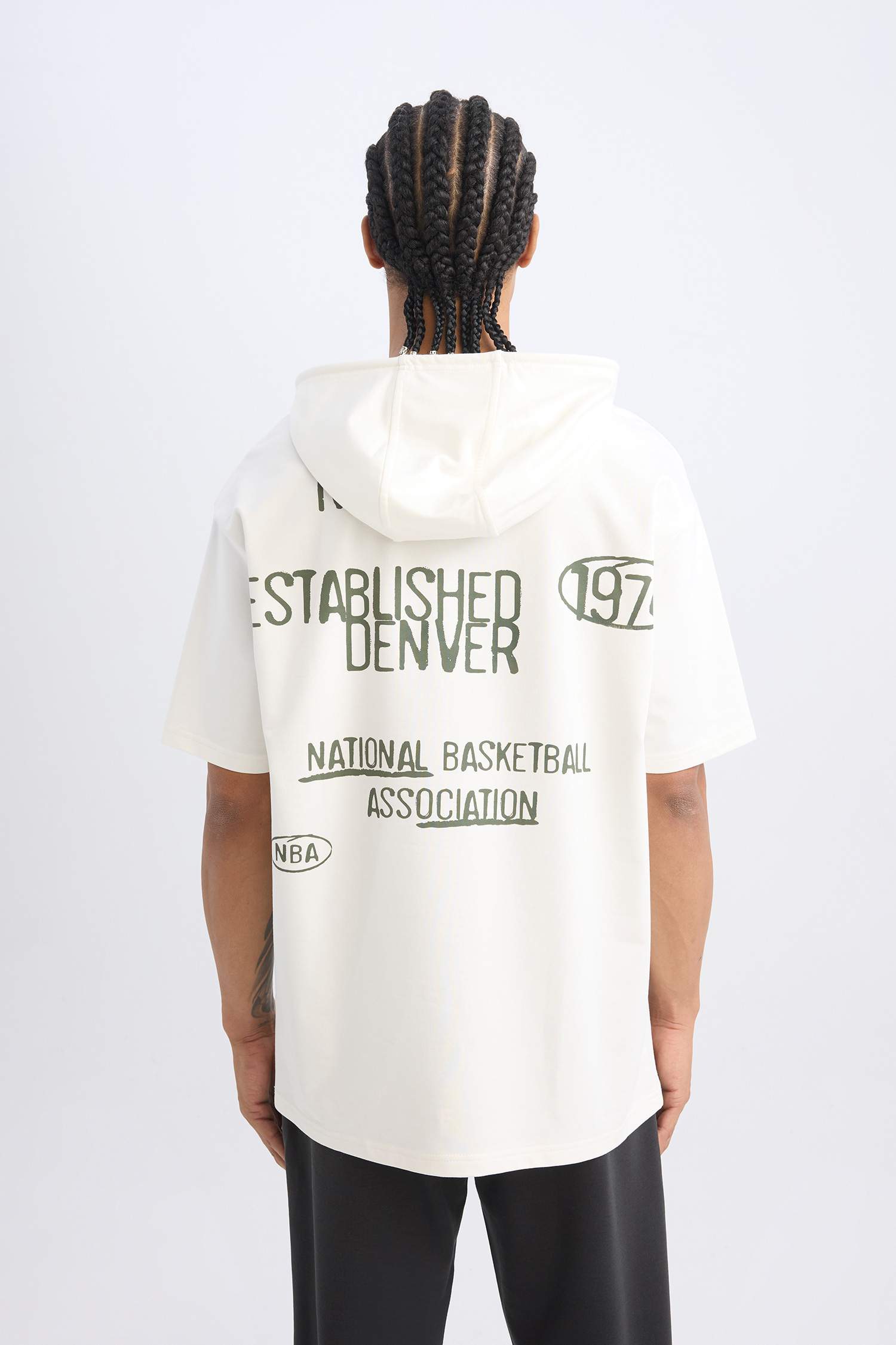 NBA Denver Nuggets Oversize Geniş Kalıp Kapüşonlu Sırt Baskılı Kısa Kollu Tişört