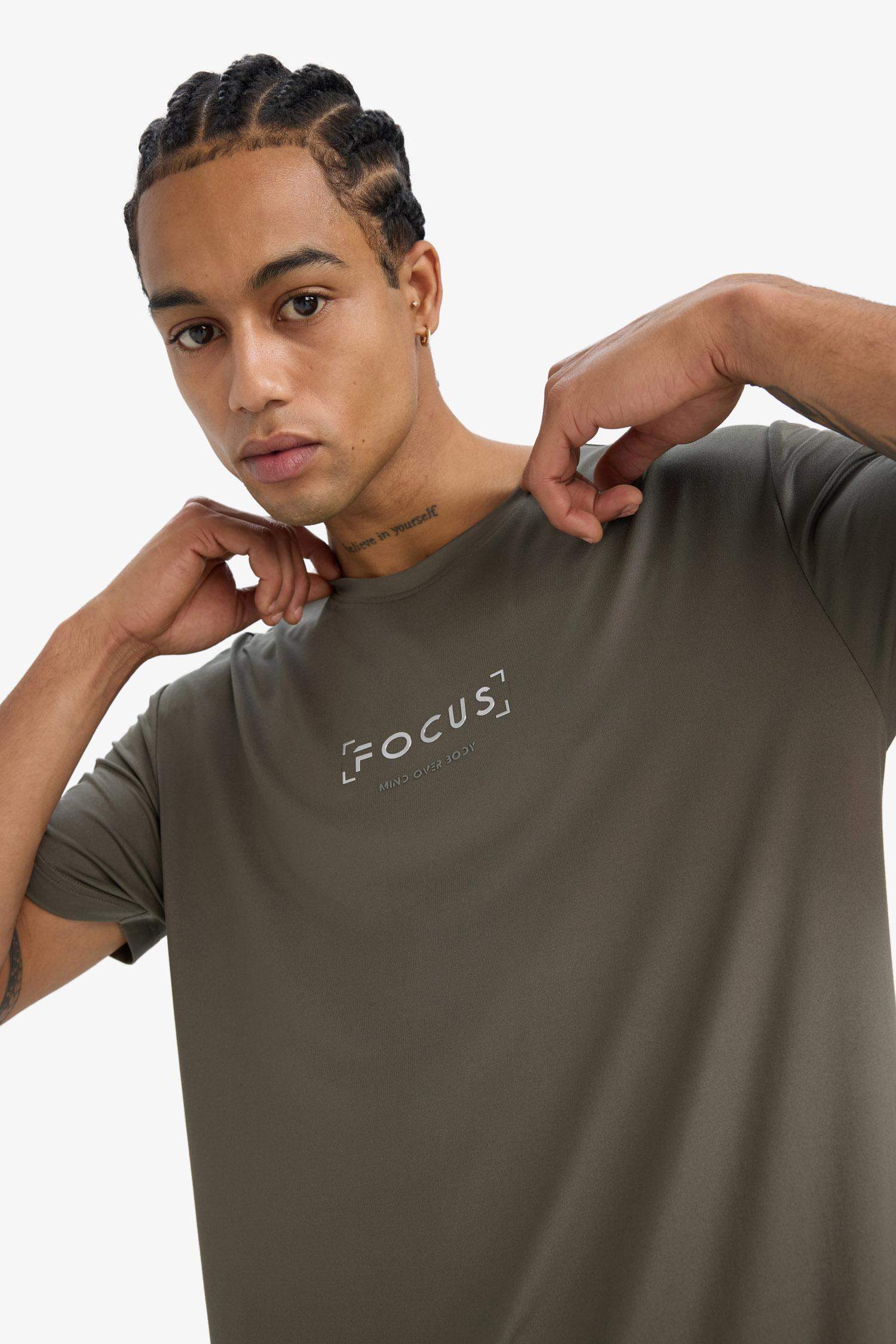 Standart Fit Yumuşak Tuşe Bisiklet Yaka Baskılı Kısa Kollu Tişört