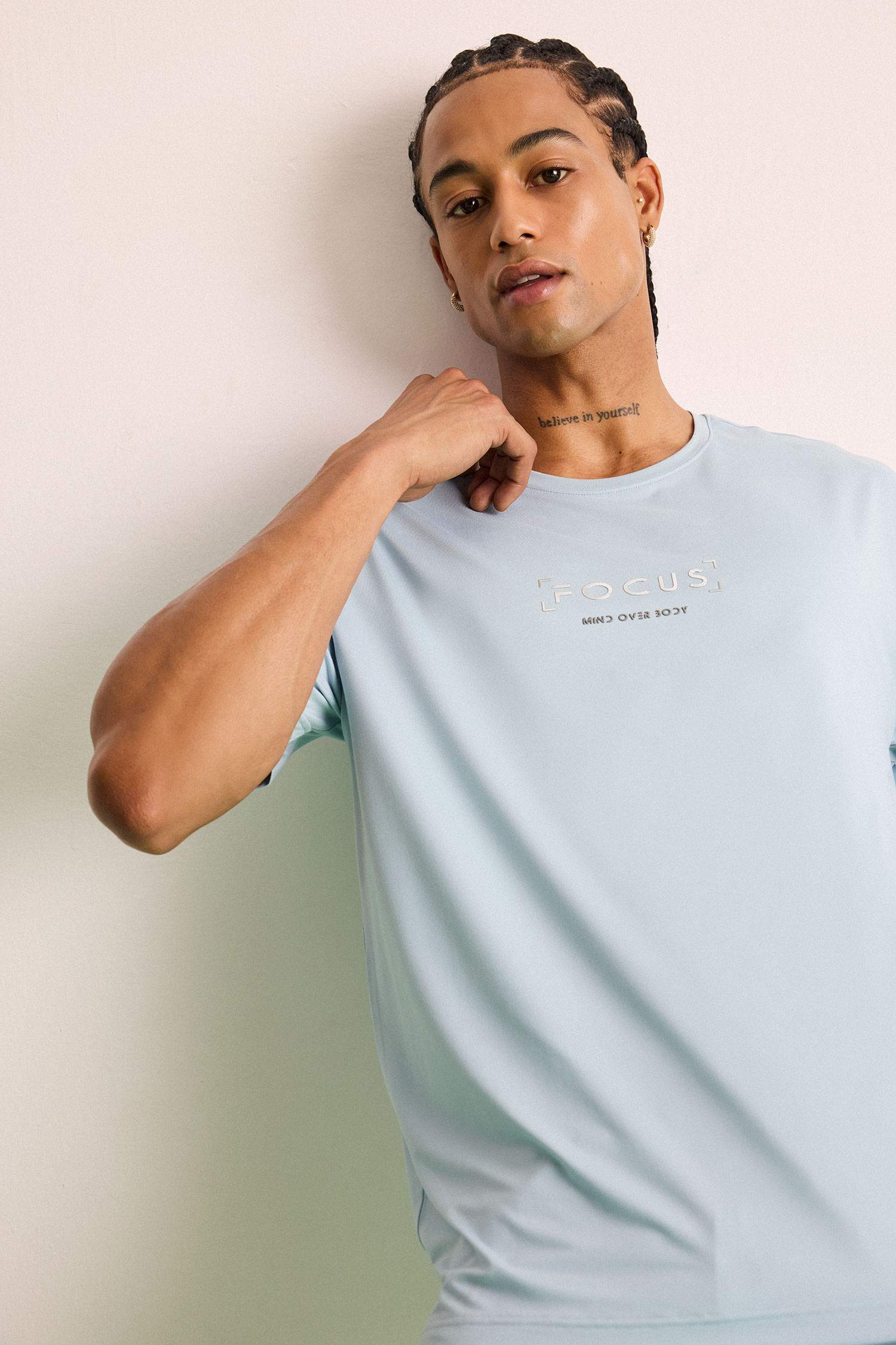 DeFactoFit Standart Fit Bisiklet Yaka Baskılı Esnek Kumaş Sporcu Kısa Kollu Tişört