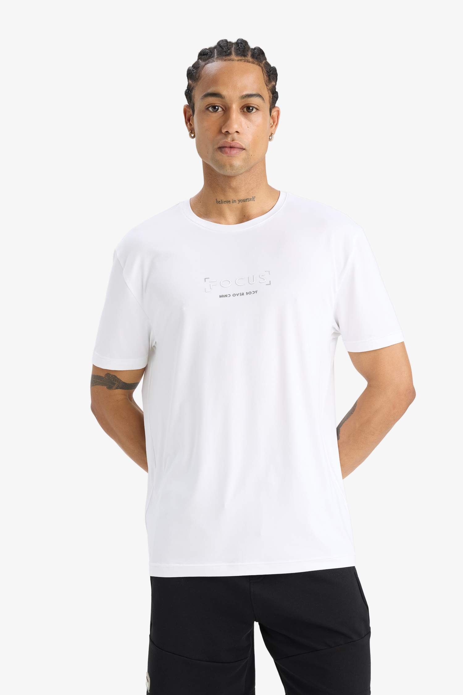 DeFactoFit Standard Fit Crew Neck Printed Sports T-Shirt