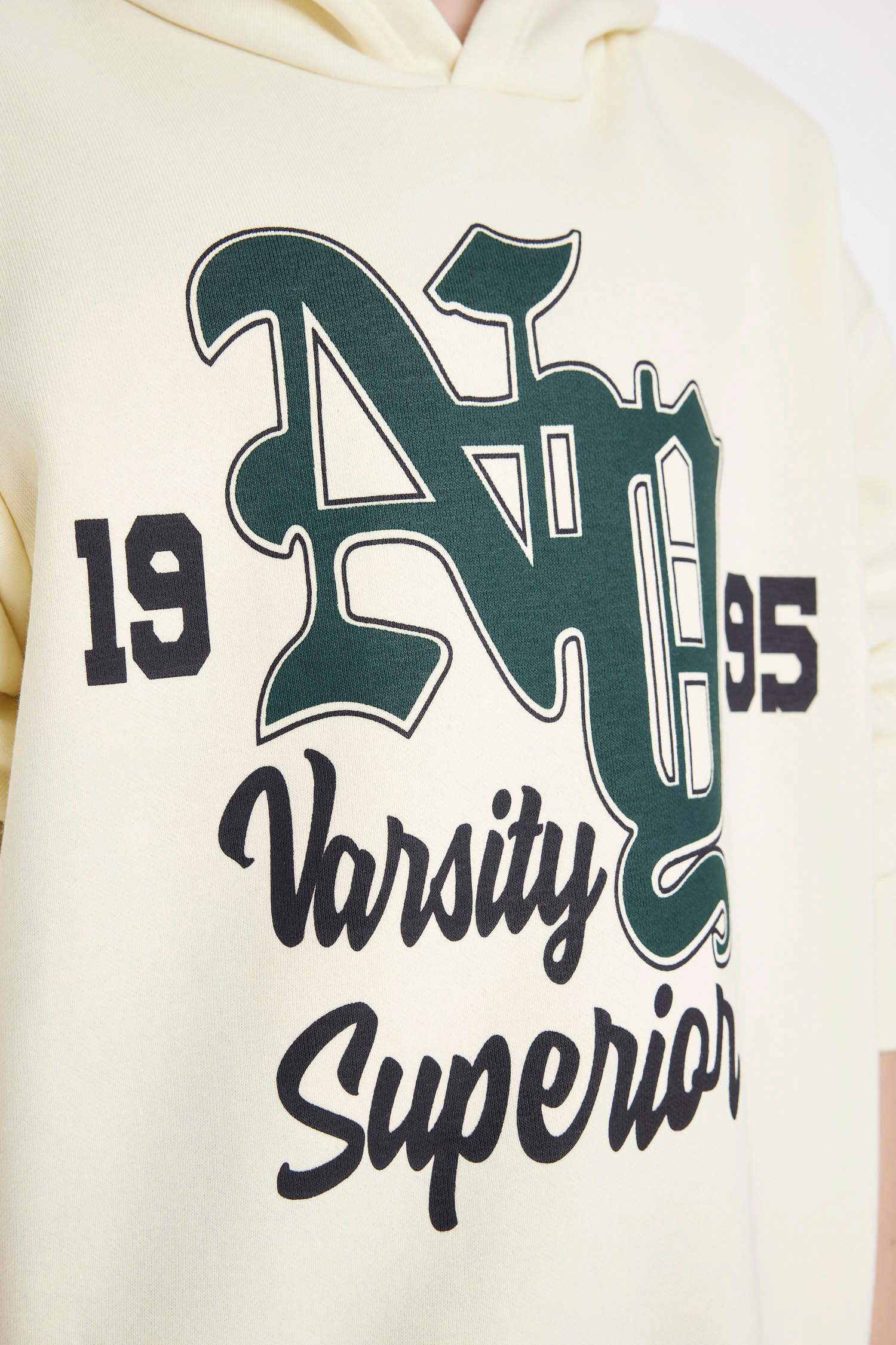 Свитшот оверсайз с принтом с капюшоном для мальчиков, Школьная коллекция