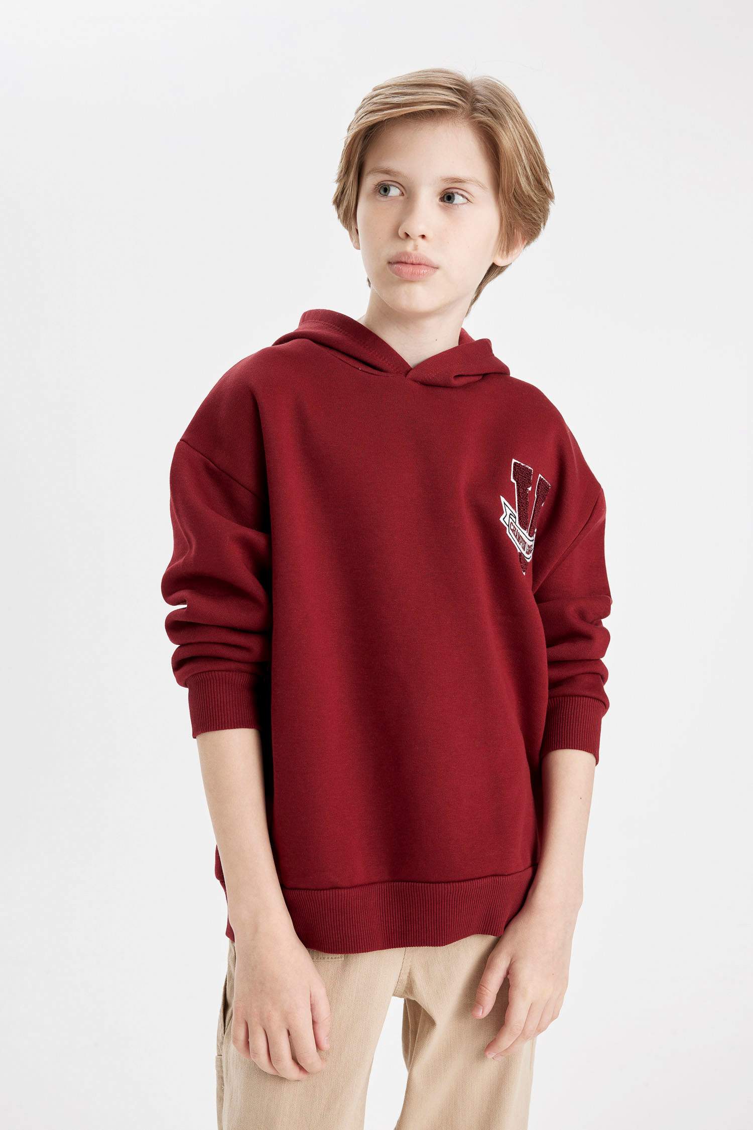 Erkek Çocuk Oversize Geniş Kalıp Kapüşonlu Okul Sweatshirt